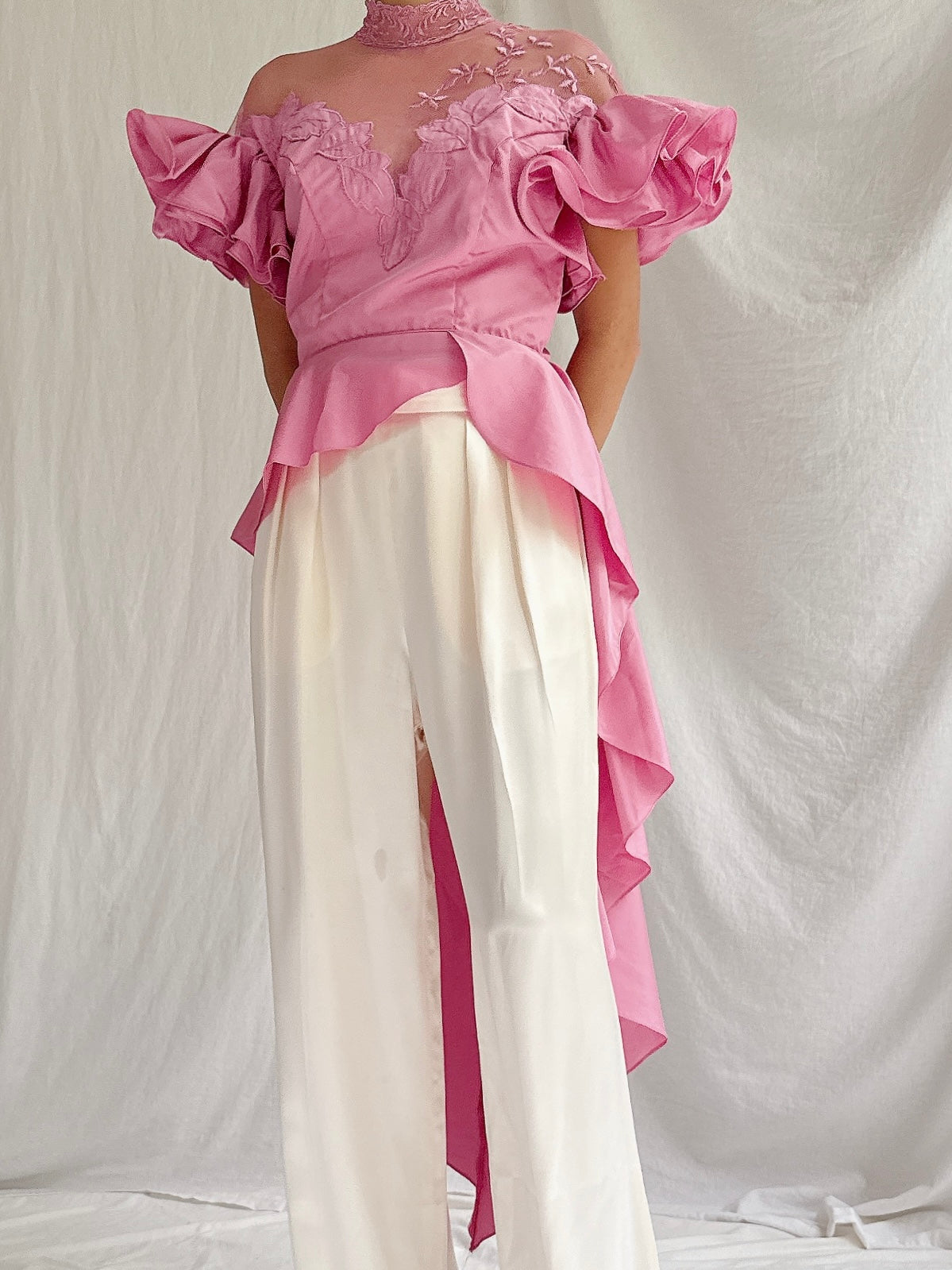 Vintage Pink High Neck Top - S