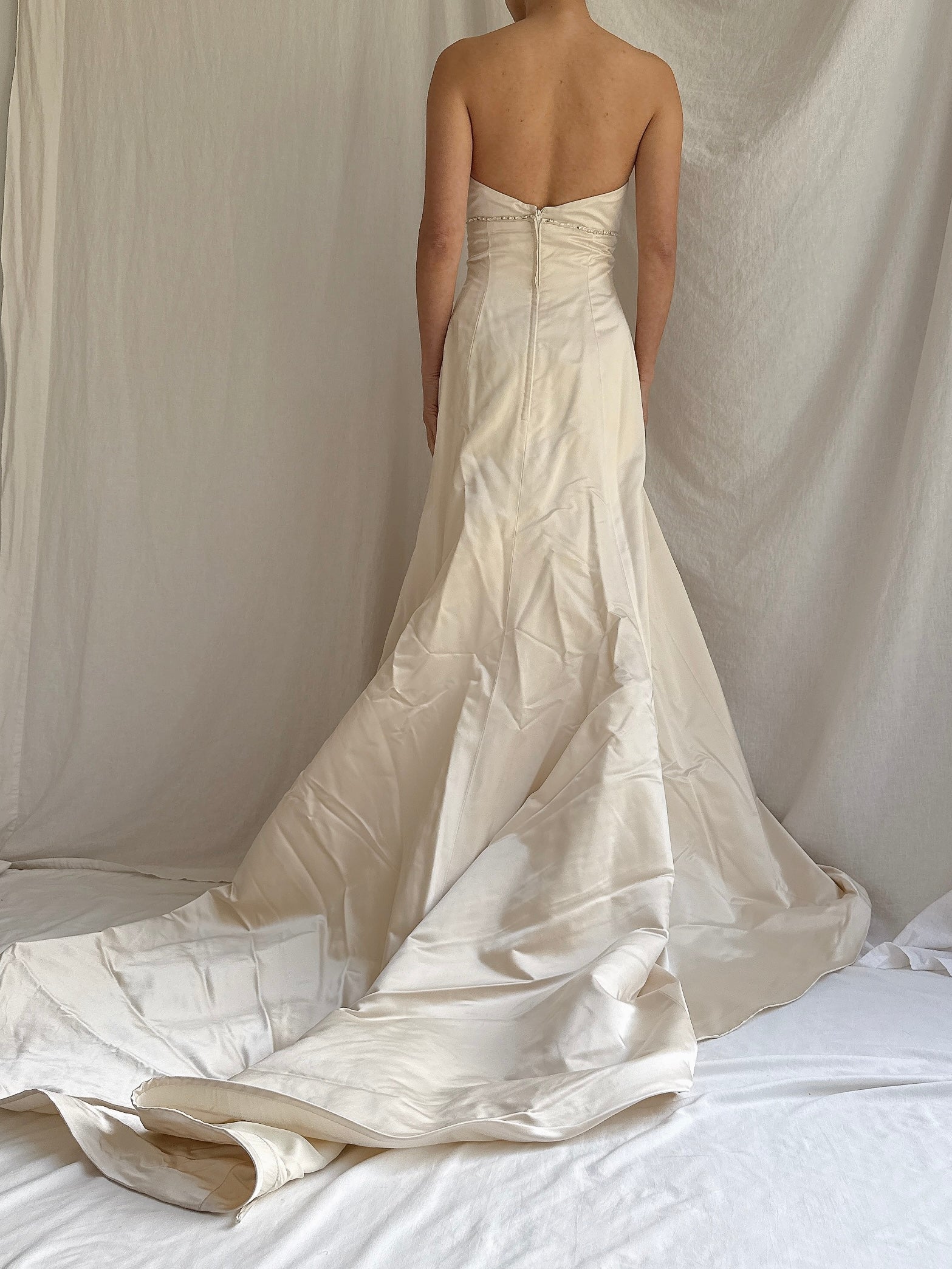 Vintage Strapless Silk Gown - M UK 12
