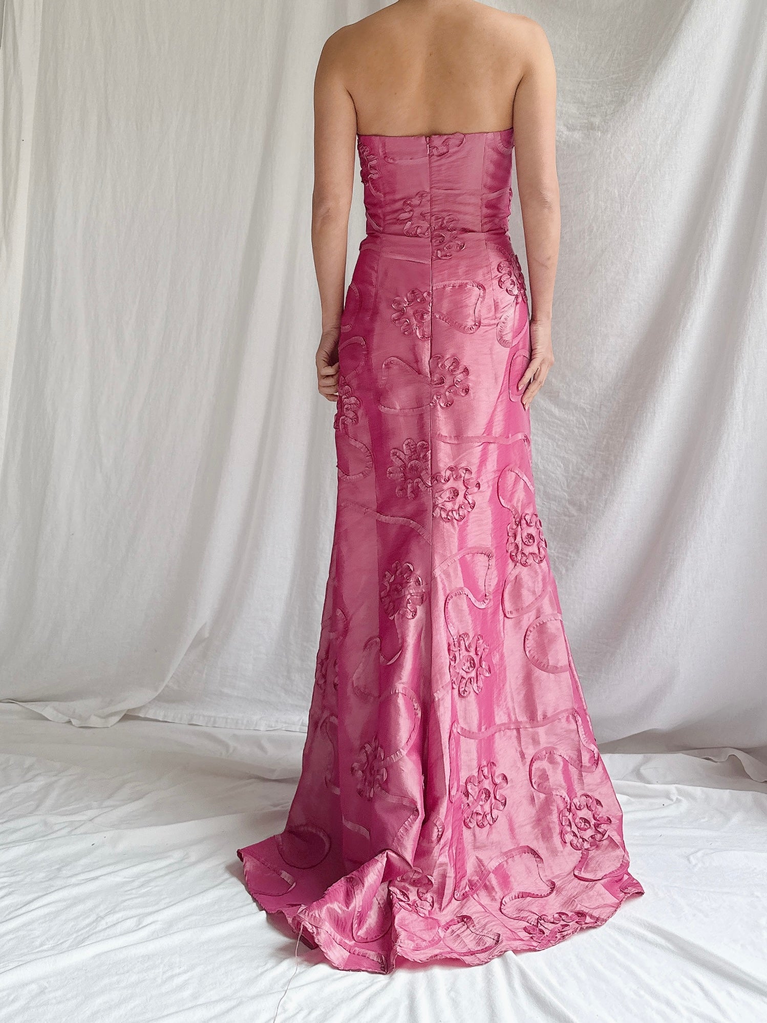 Vintage Taffeta Strapless Gown - S