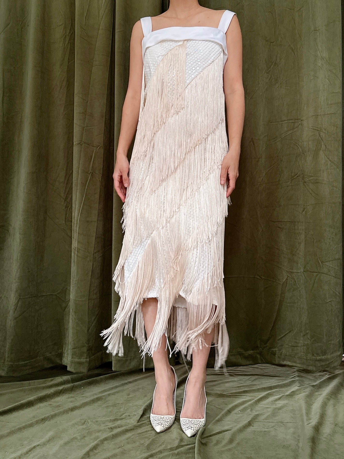 Vintage Sequin Fringe Dress - L