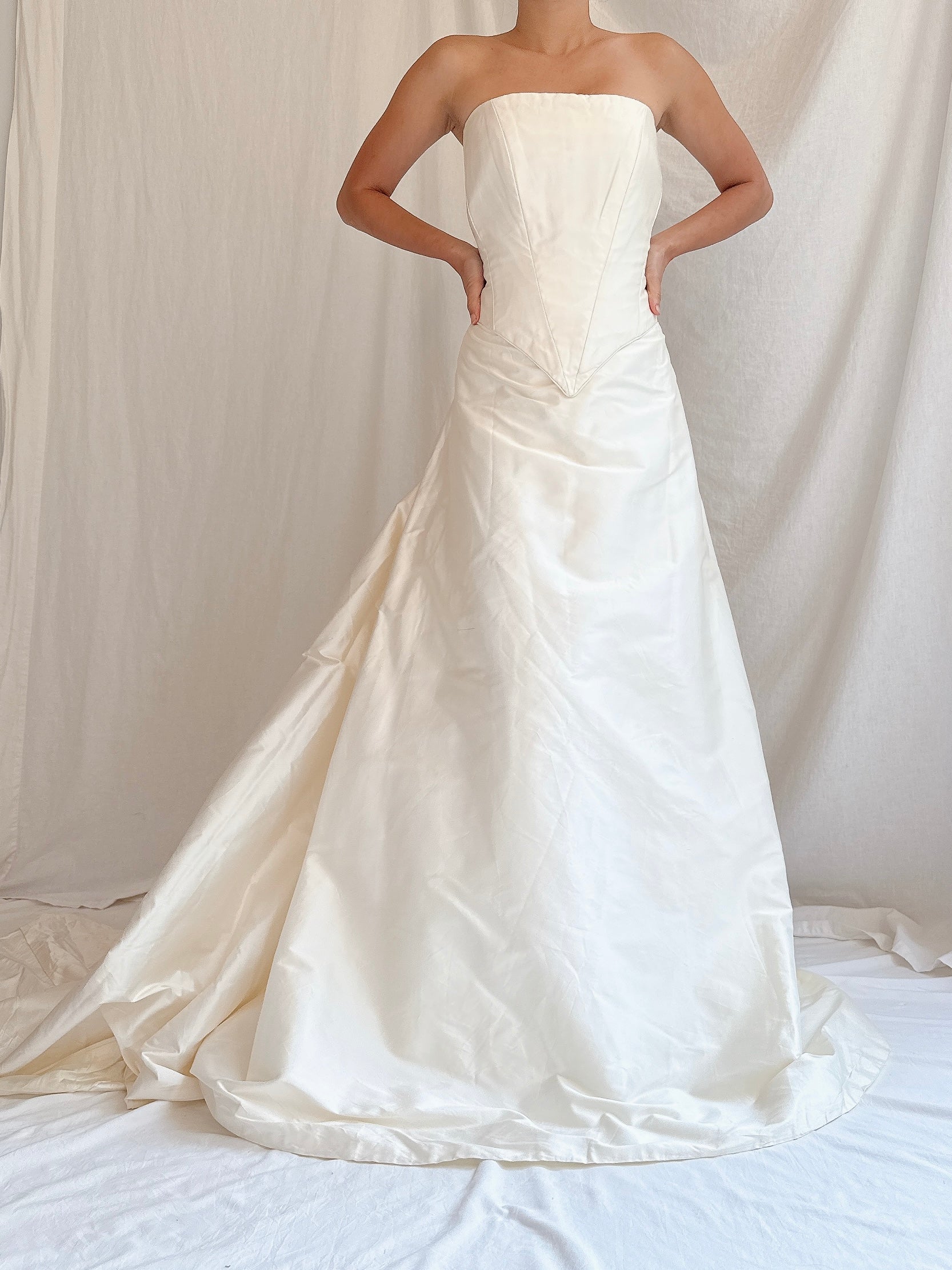 Vintage UK Silk Strapless Gown - UK 16/US 12