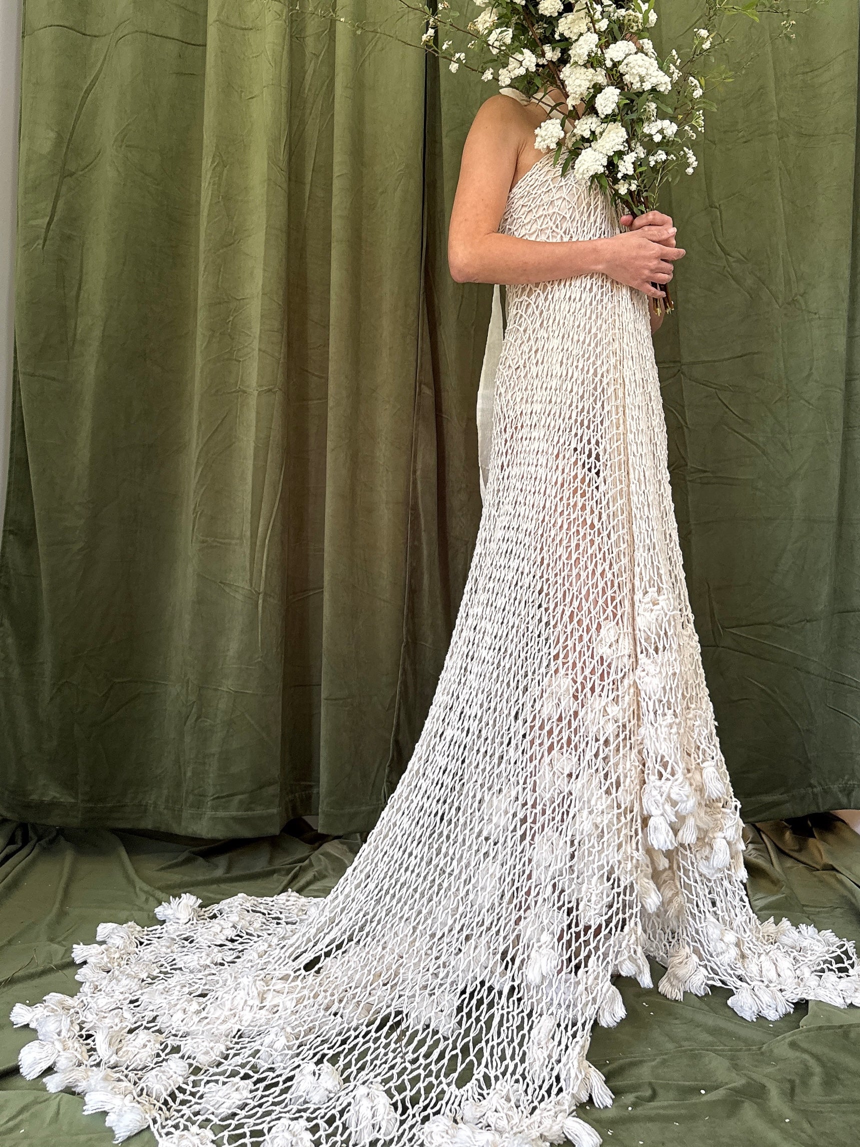 Vintage Handmade Knit Shawl Dress - OSFM