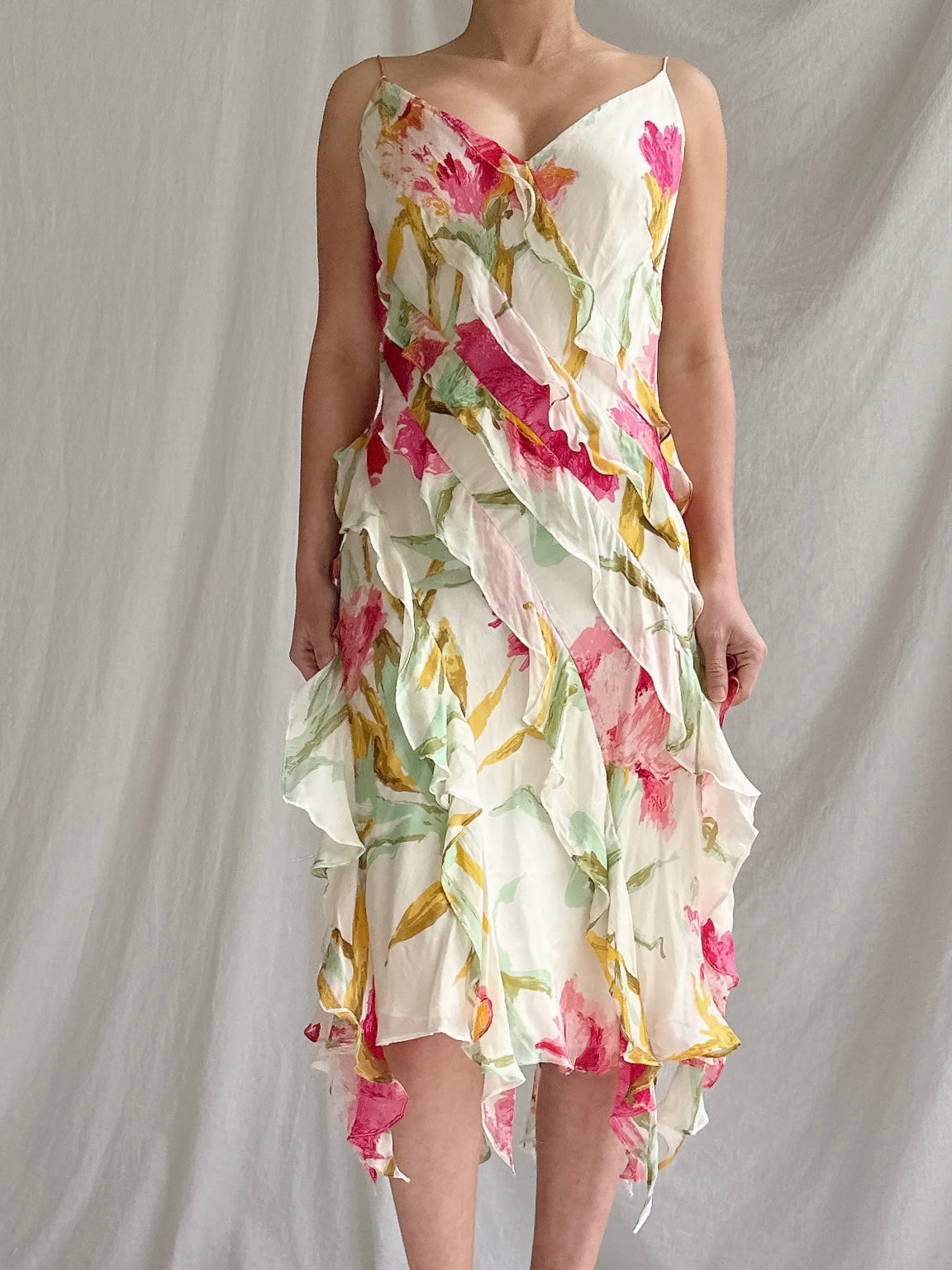 Vintage Floral Silk Slip - S
