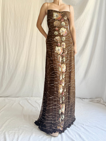 Vintage Bellville Sassoon Silk Beaded Gown - M/L