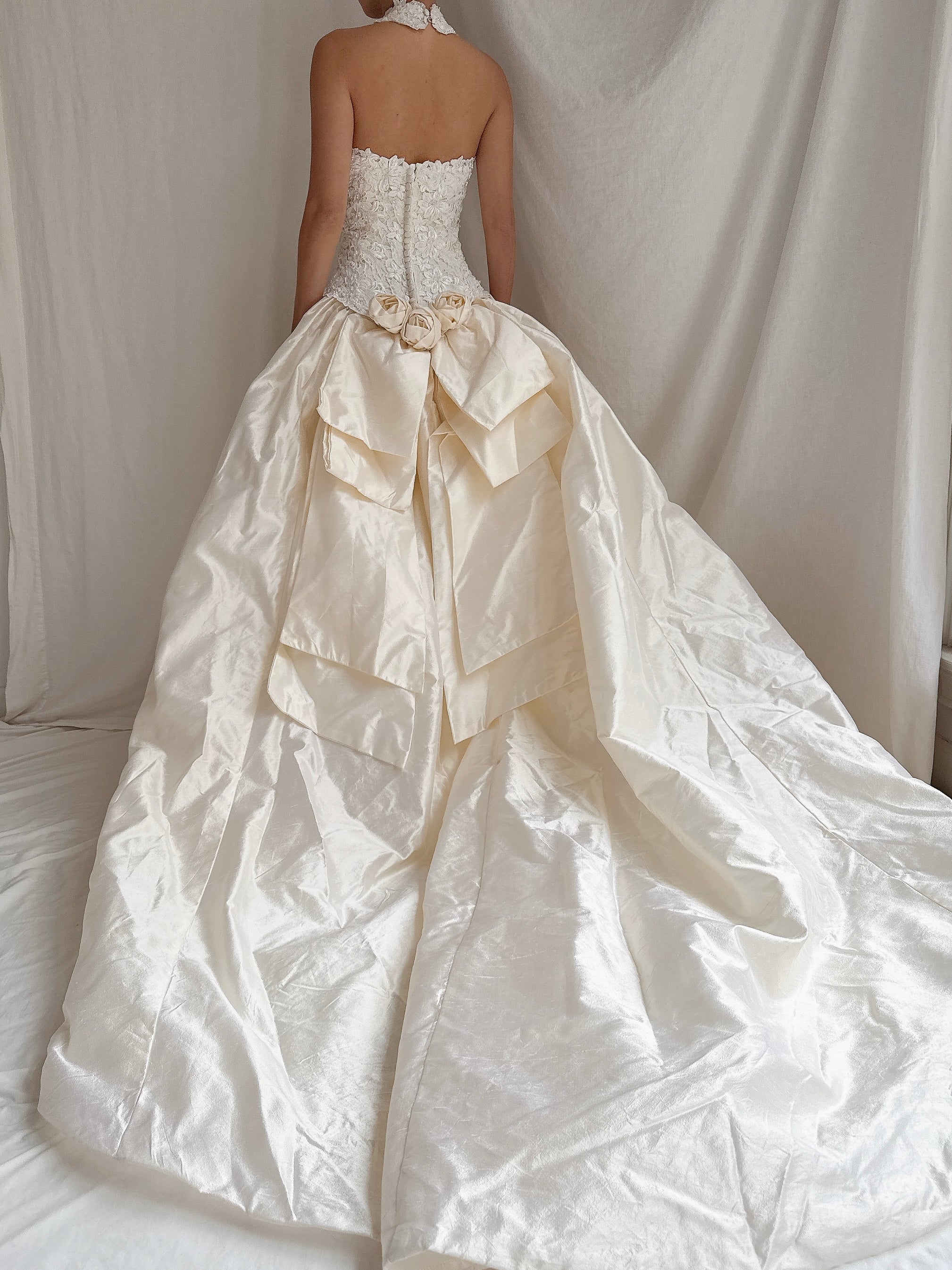 Vintage Silk Halter Dress - S