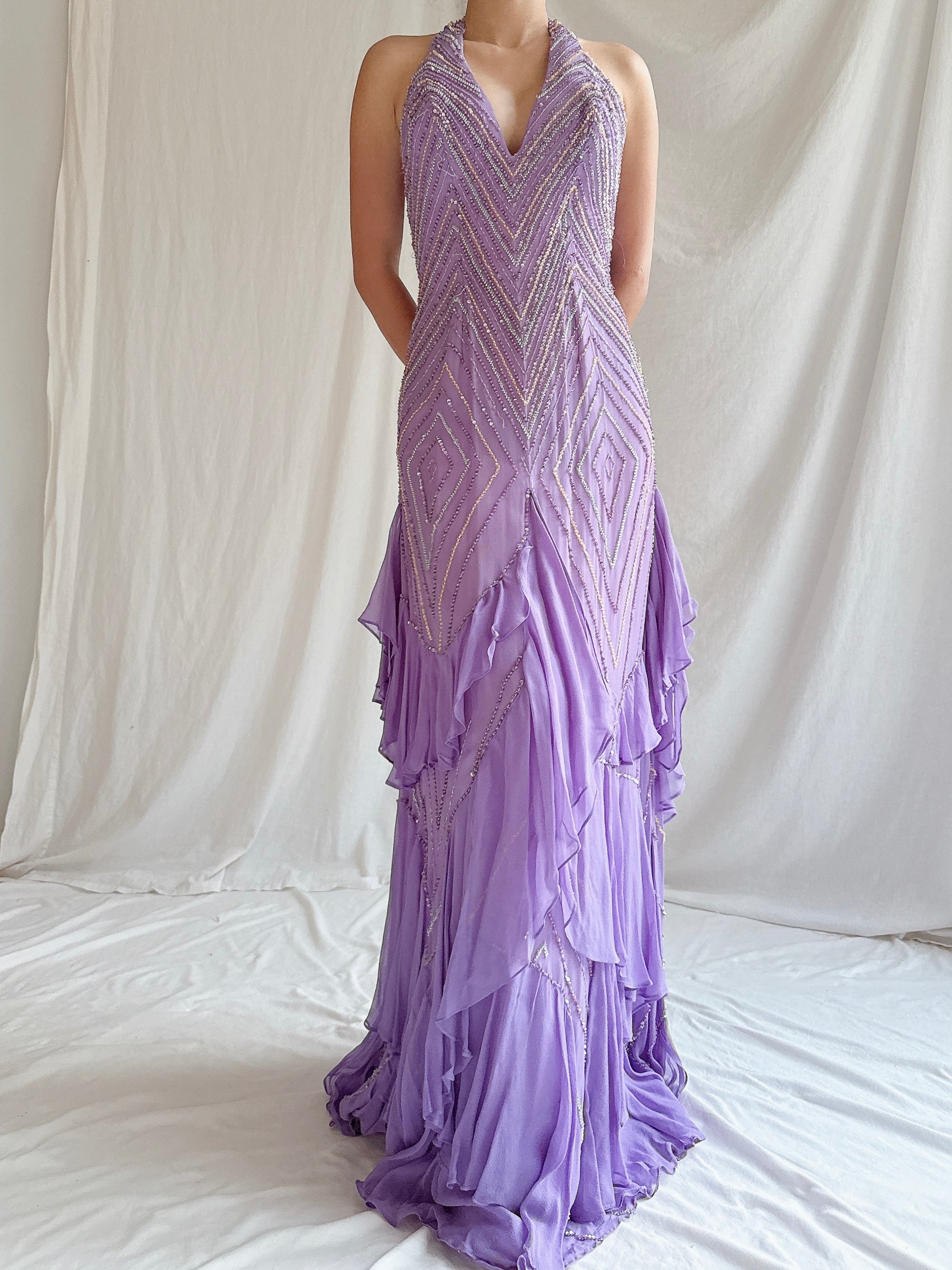 Vintage Silk Halter Gown - XXS/0