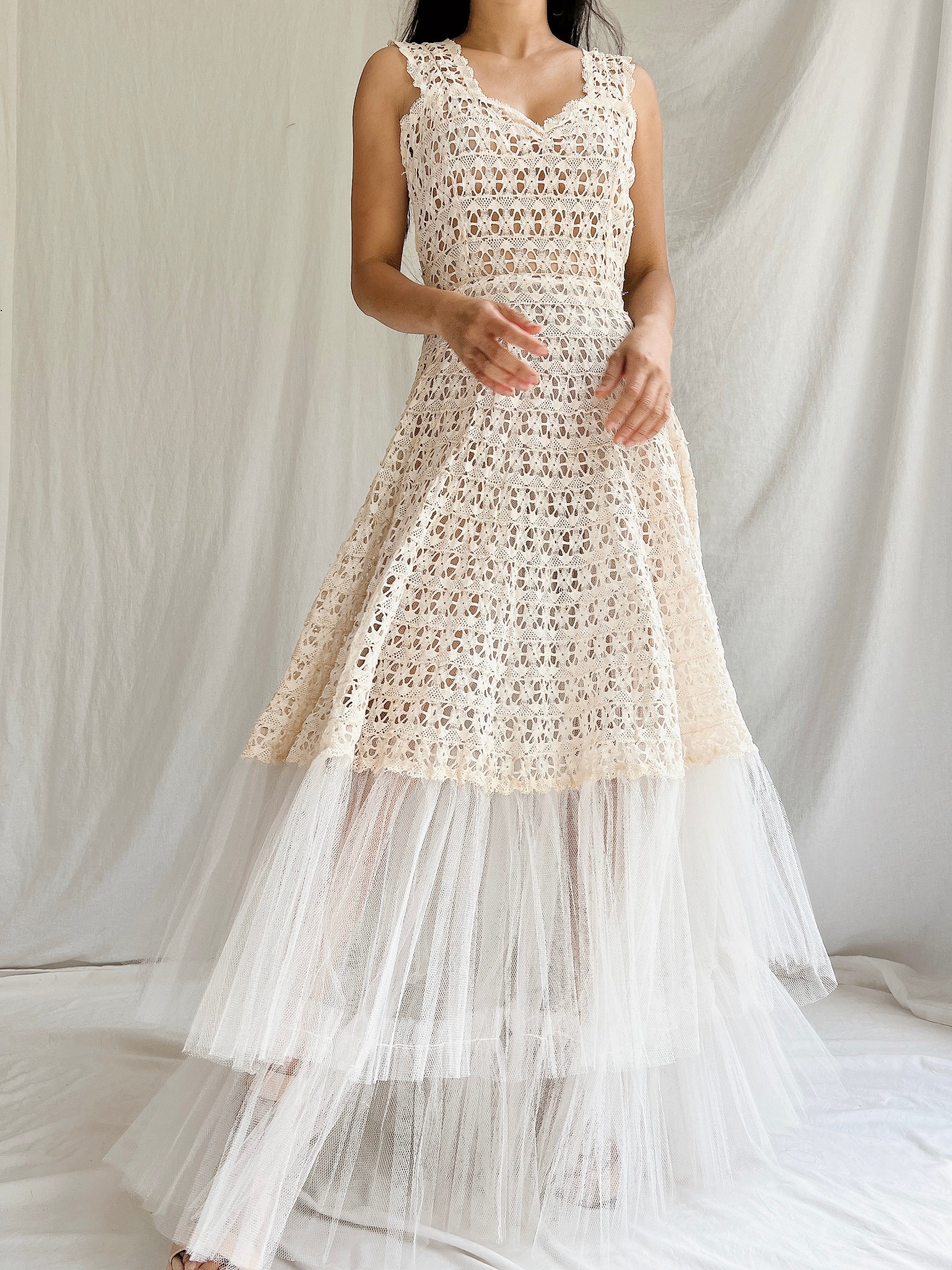 1950s Crochet Tulle Dress - XS/S