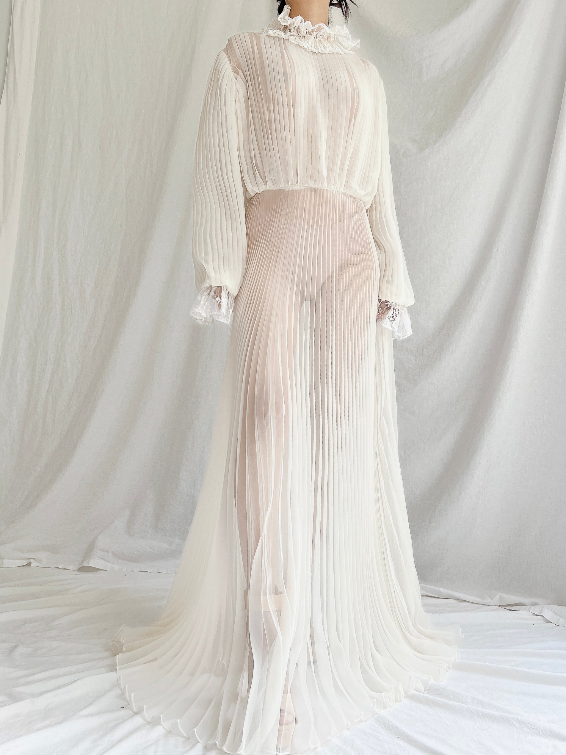 Vintage Sheer Chiffon Dress - S