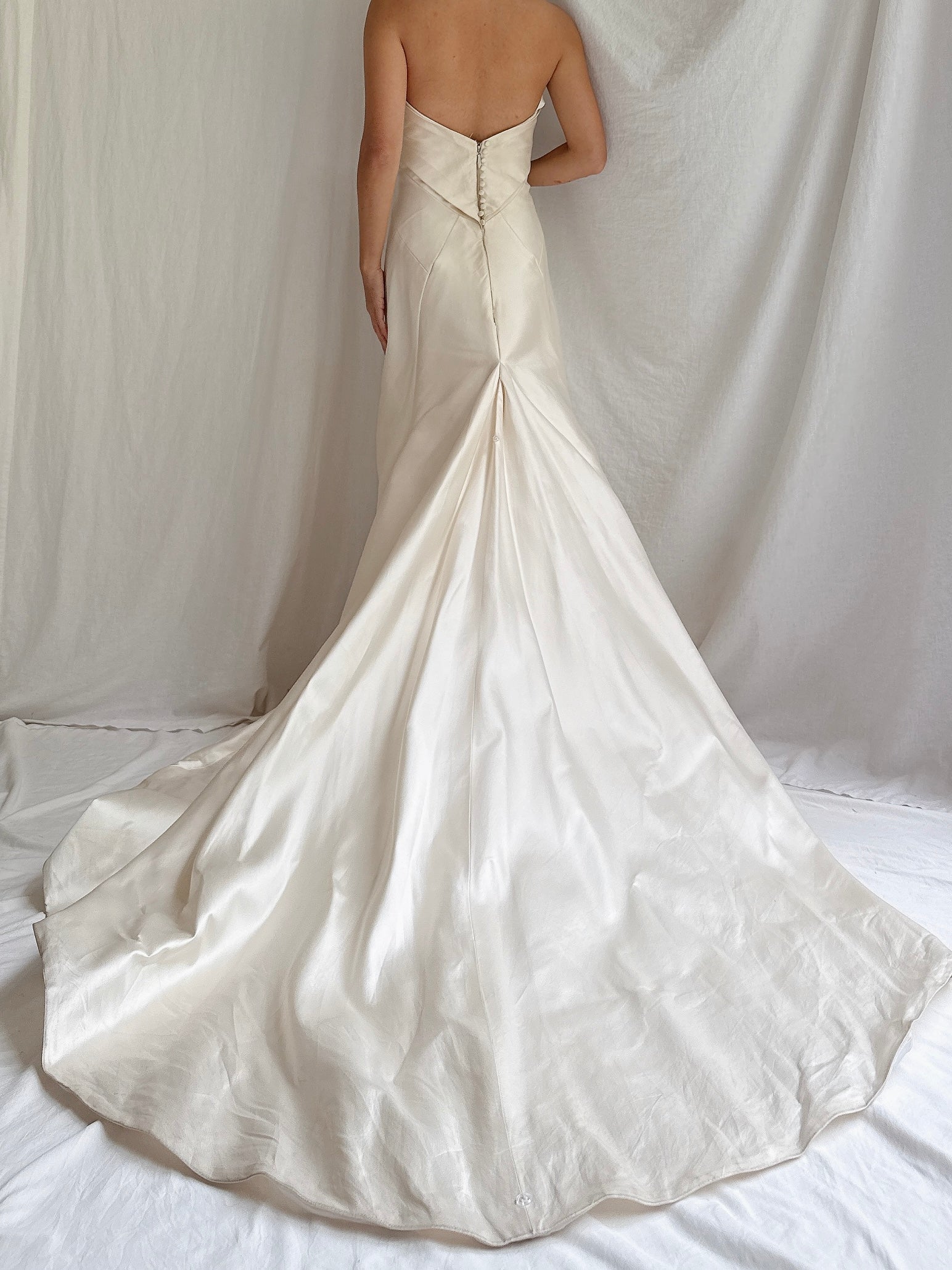 Vintage Anna Maier Silk Strapless Gown - S/4