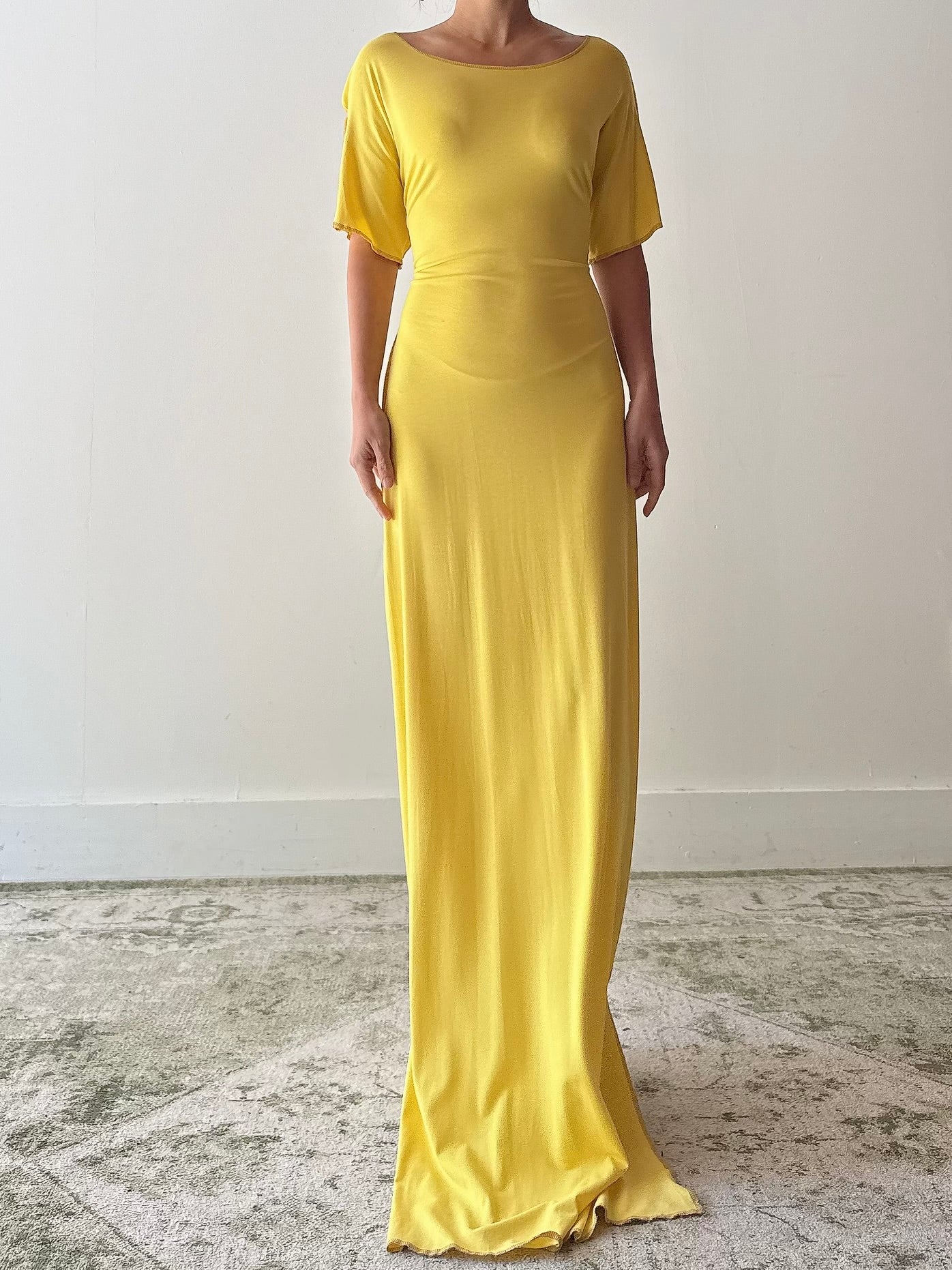 Vintage Benoit F. Yellow Stretchable T-Shirt Dress - M
