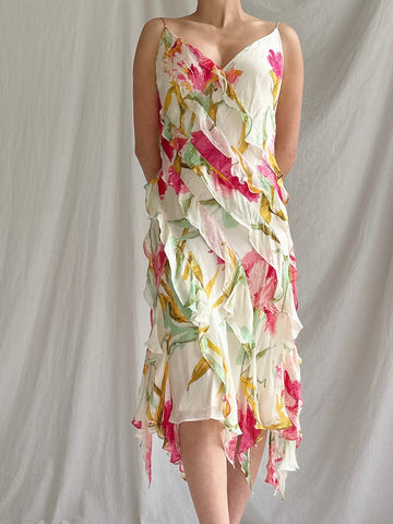 Vintage Floral Silk Slip - S