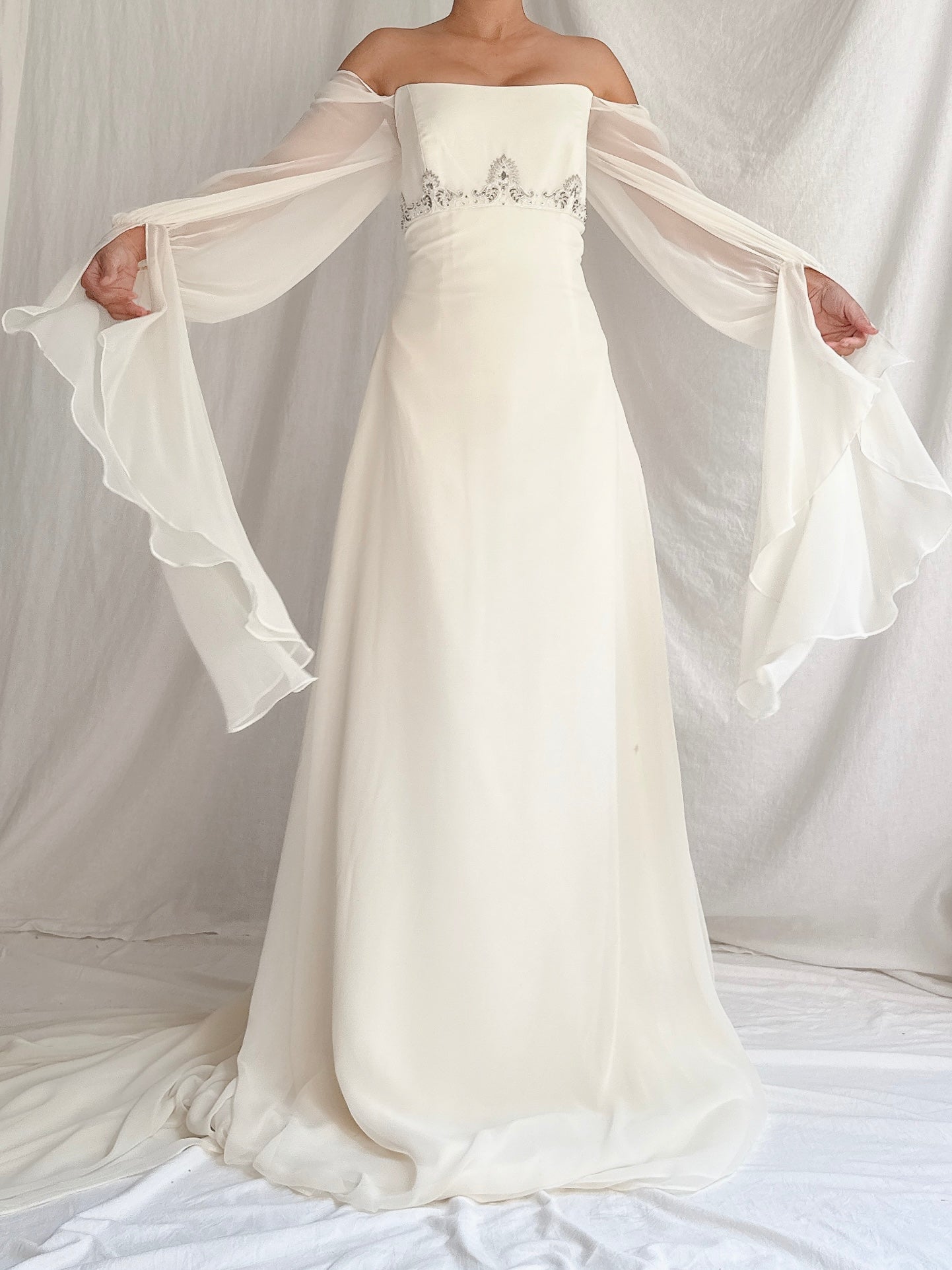 Vintage Jim Hjelm Chiffon Poet Sleeve Gown - S/M 4/6