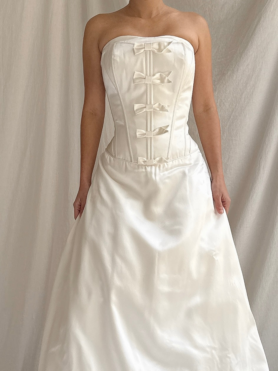 Vintage Randy Fenoli Silk and Satin Strapless Dress - M