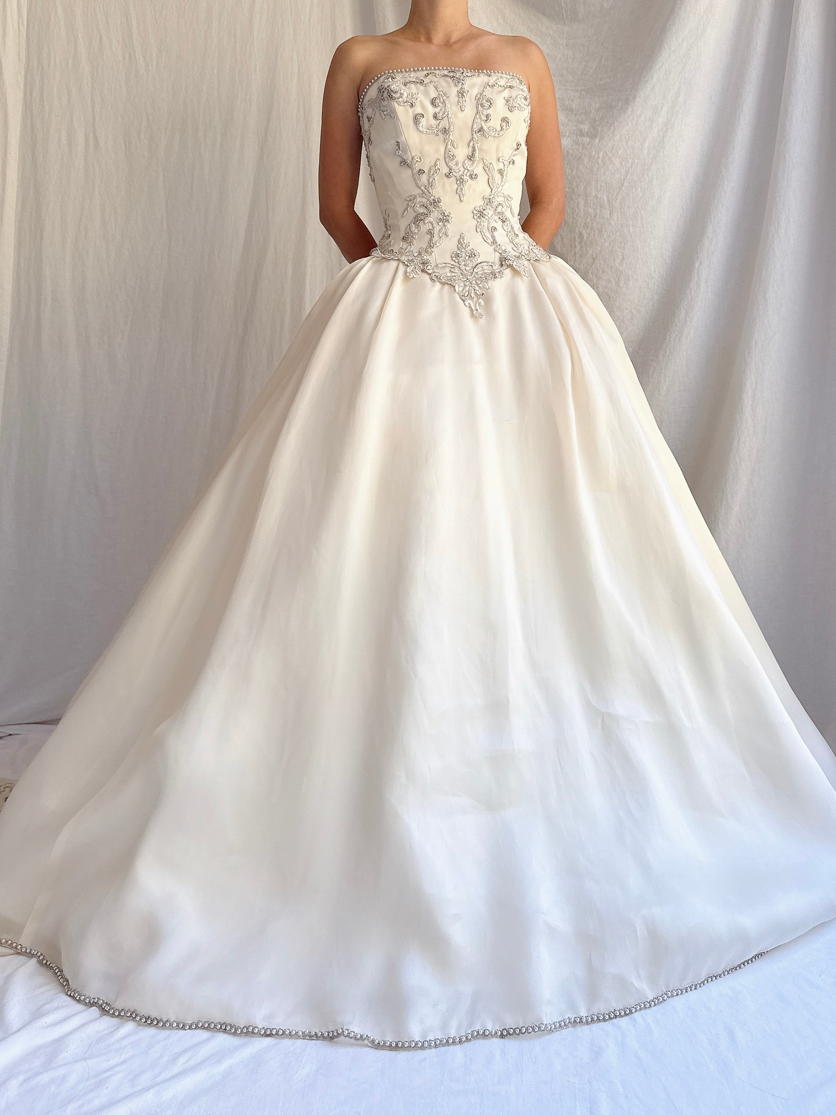 Vintage Silk Organza Embroidered Gown - XS/2