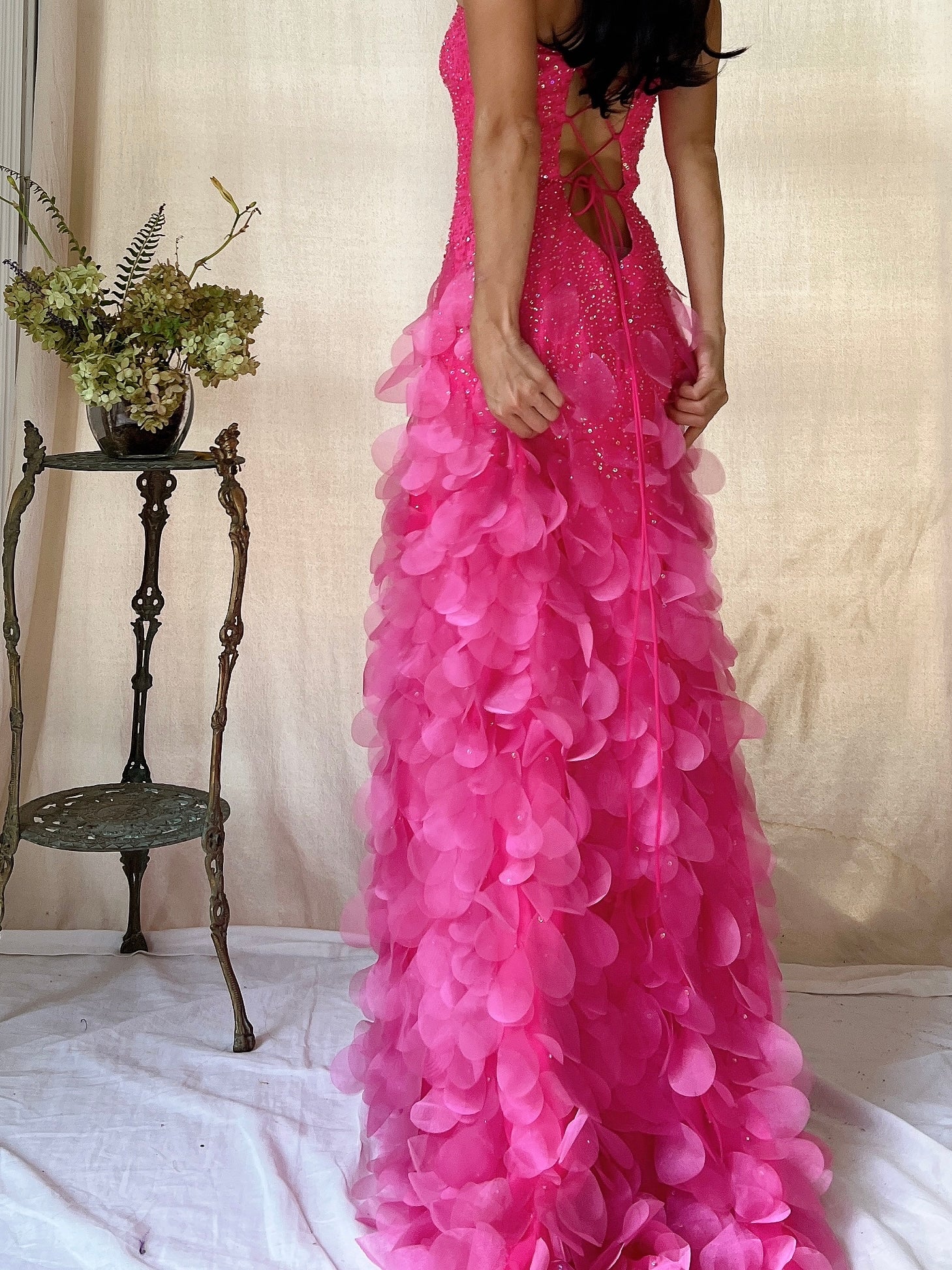 Vintage Silk Petal Gown - XS-M