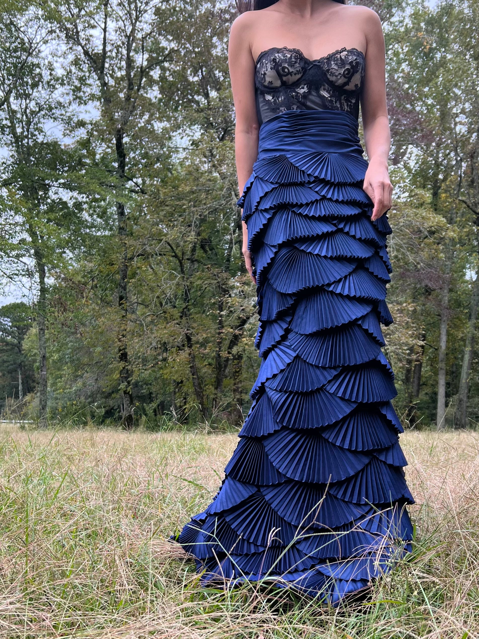 Y2K Blue Layered Pleated Skirt - S/M (6)