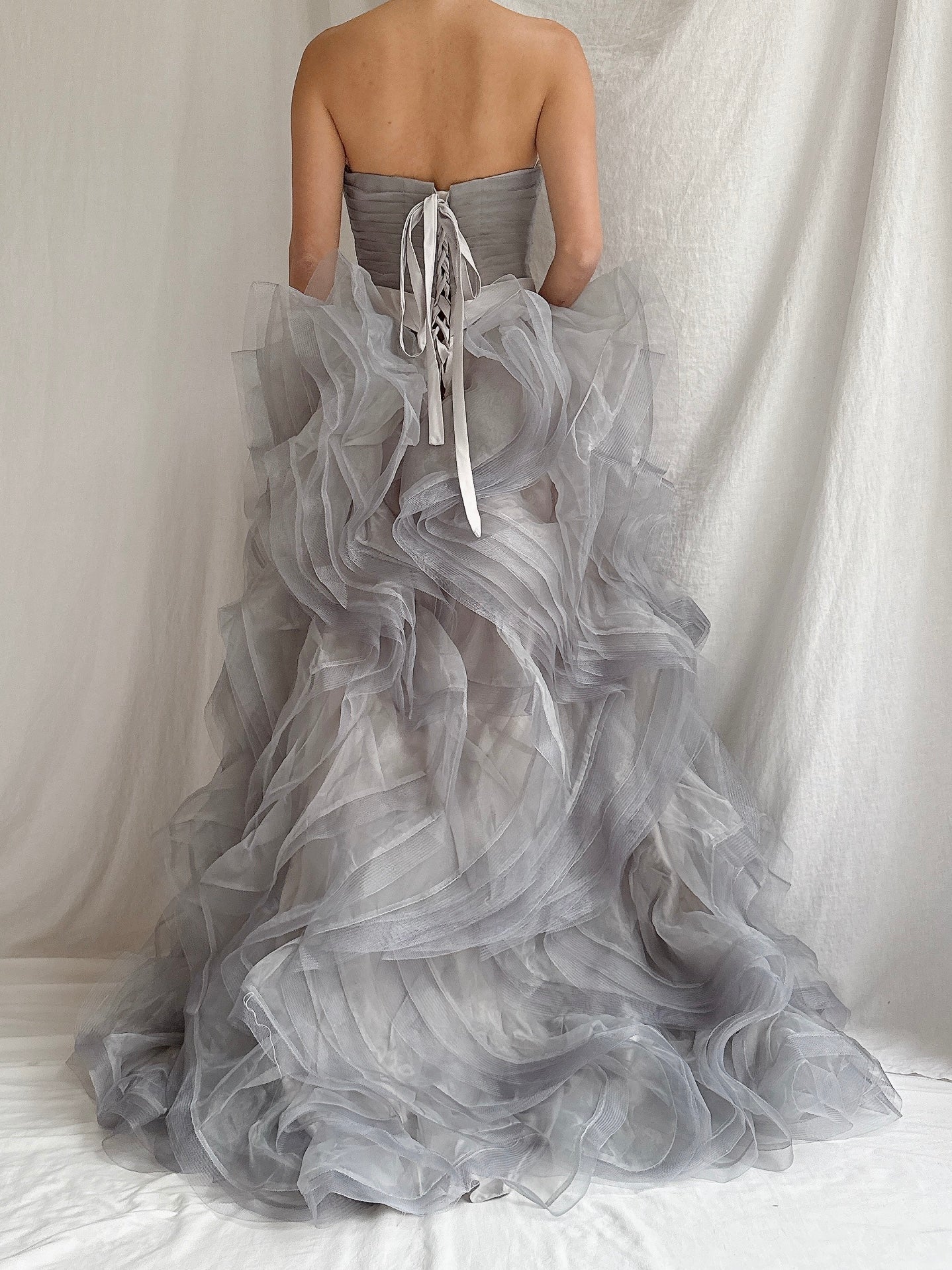 Sweetheart Ruffle Gray Cloud Dress - XS-S