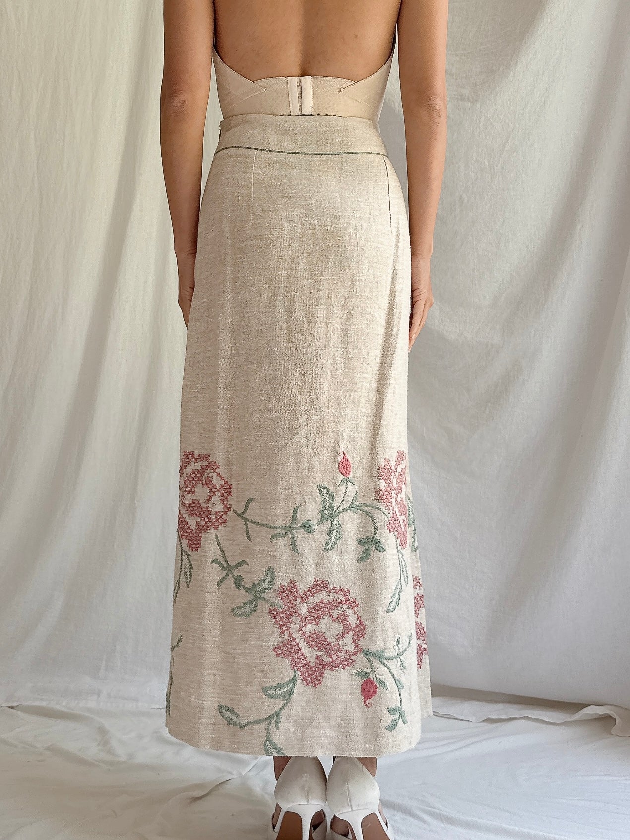 Vintage Cottonade Paris Linen Skirt - FR 38