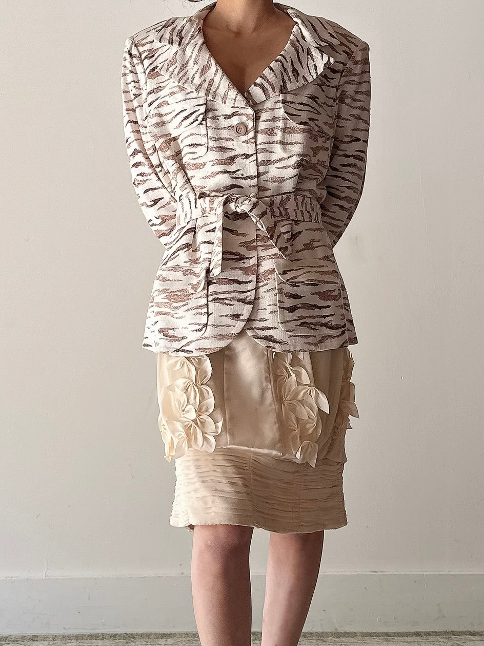 Vintage Solvai Linen Animal Print Jacket - FR44