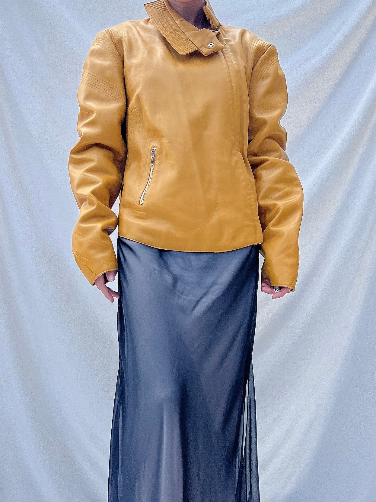 Vintage Mustard Leather Jacket - M