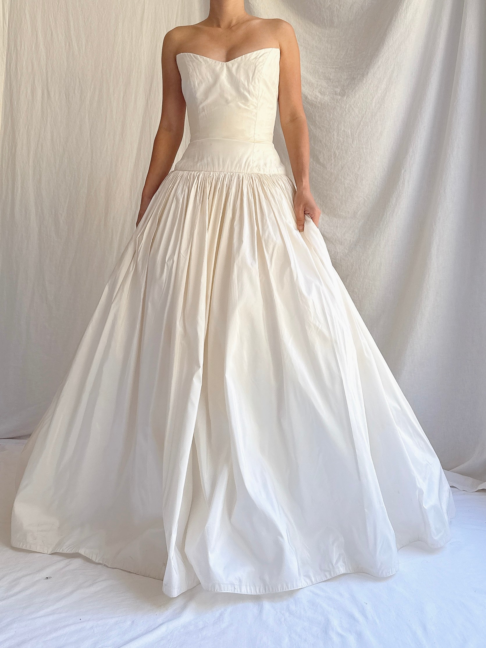 Vintage Silk Dropped Waist Gown - S/M