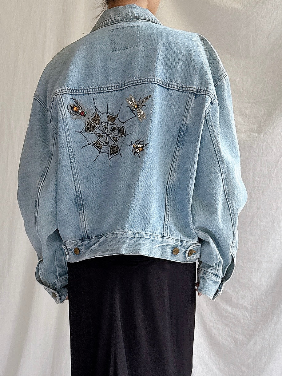 Vintage Oppio Italy Denim Spiderweb Jacket - M