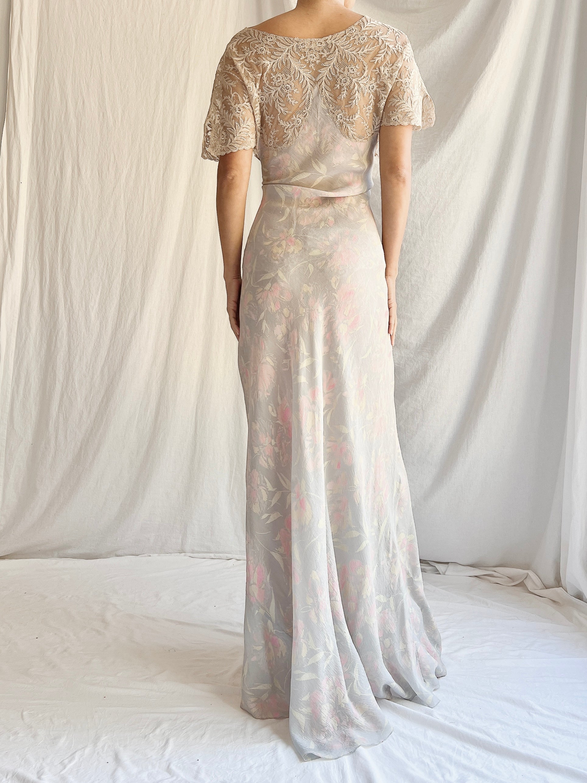 1930s Silk Pastel Gown - M