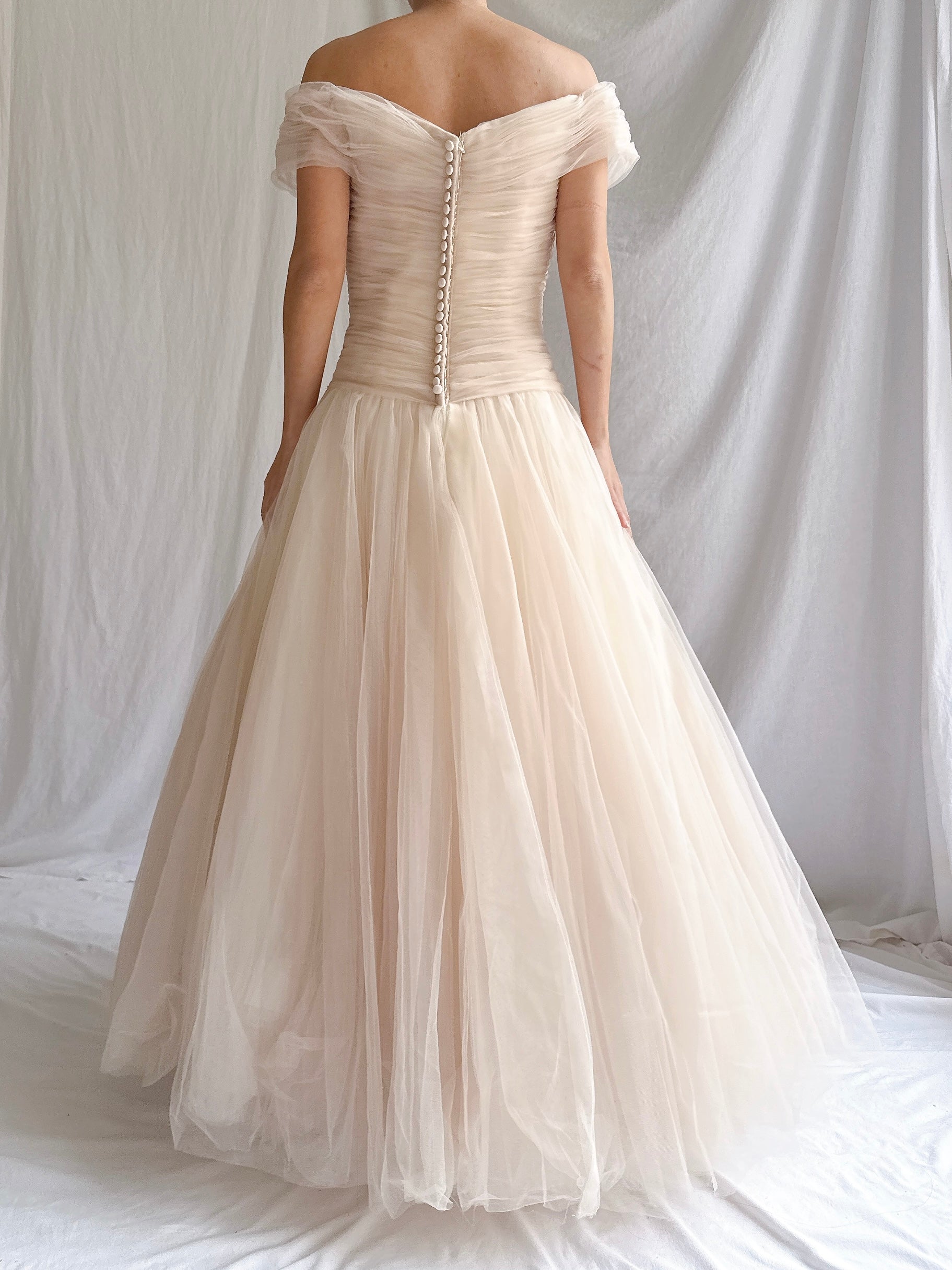 Vintage Ian Stuart UK Peach Nude Tulle 2-Piece - S/M 6/8