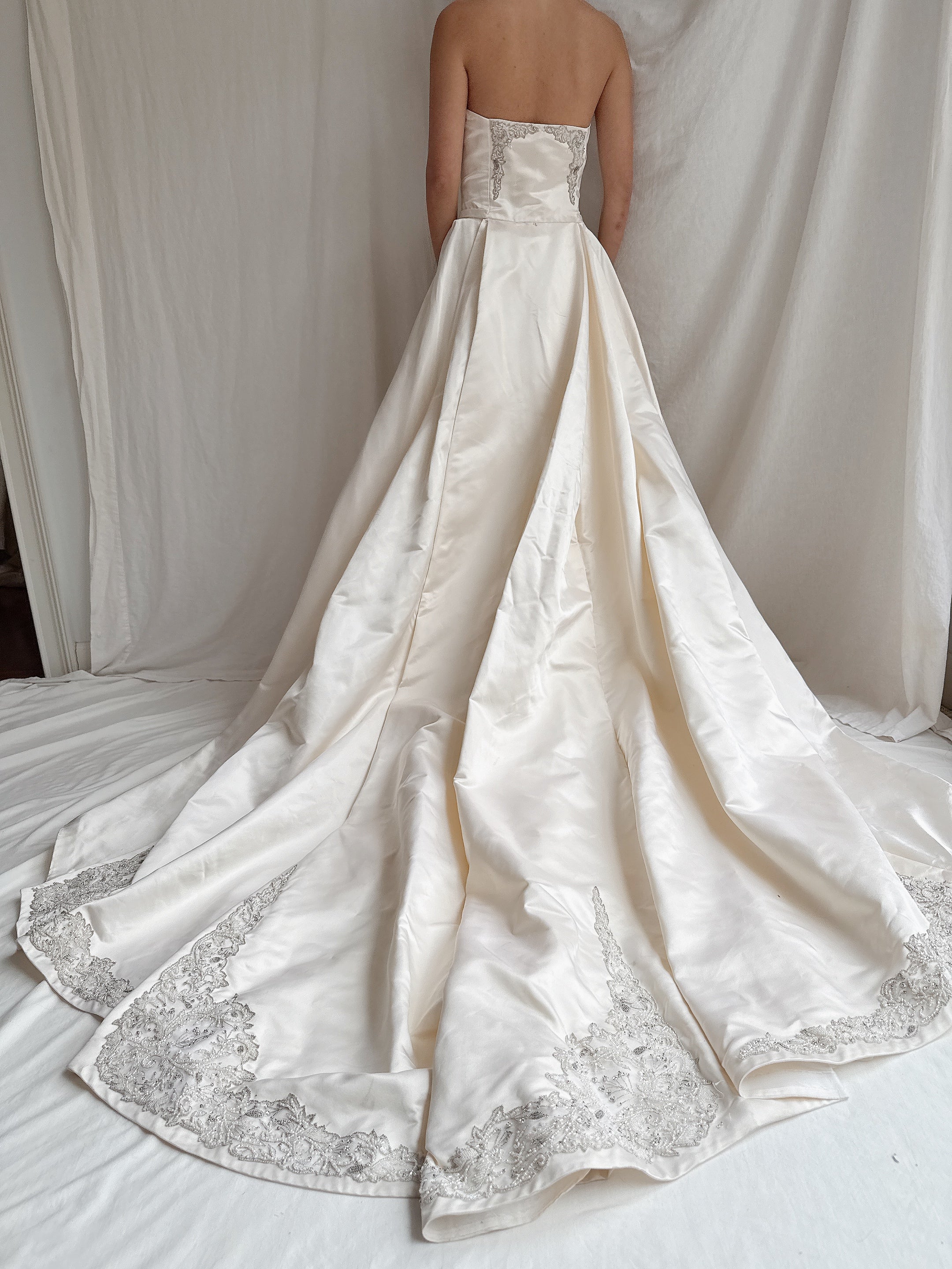 Vintage Strapless Silk Gown - S