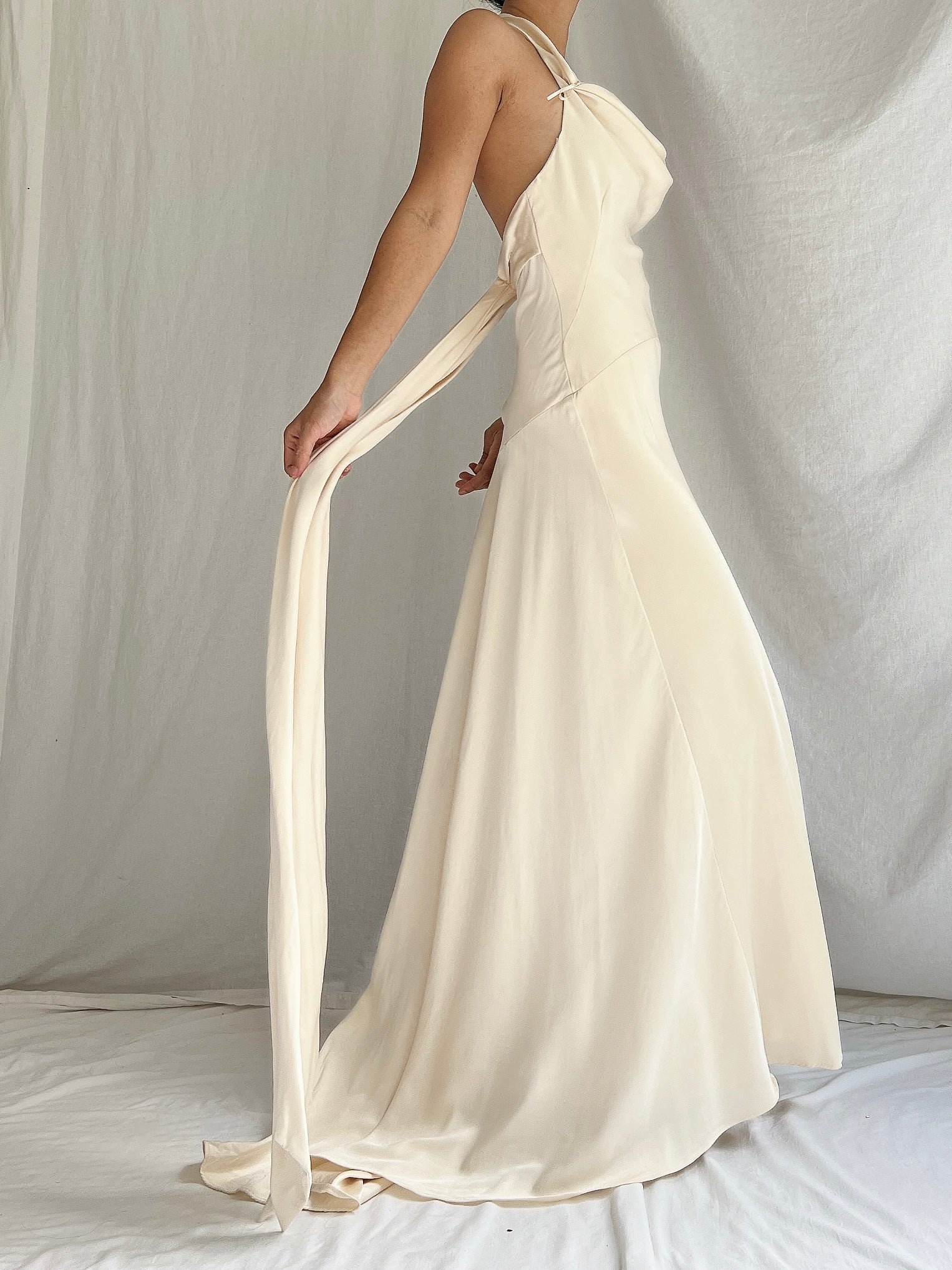 Vintage Double Layered Ivory Silk Gown - XS/2