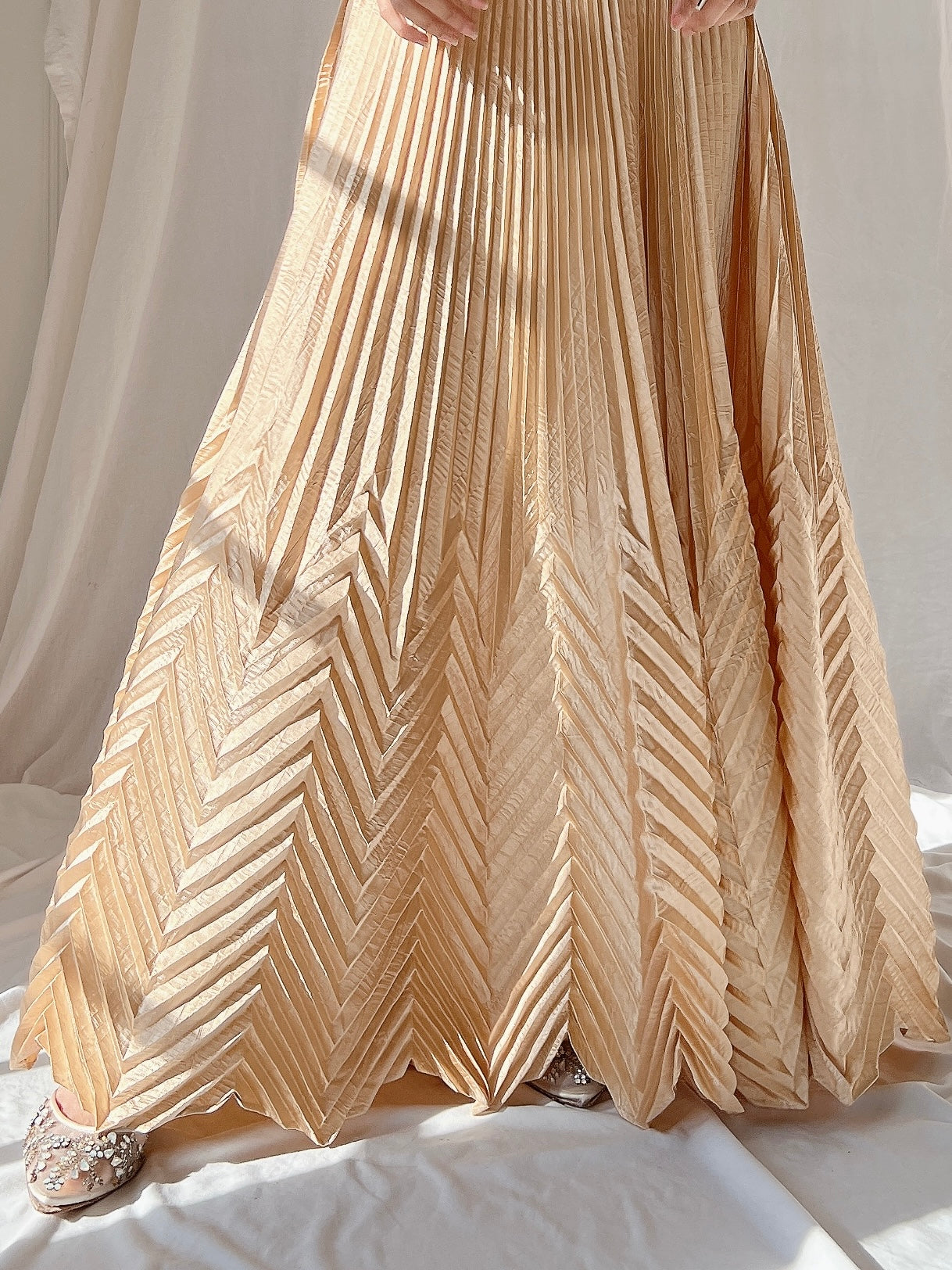 Vintage Light Gold Geometric Skirt - M/L