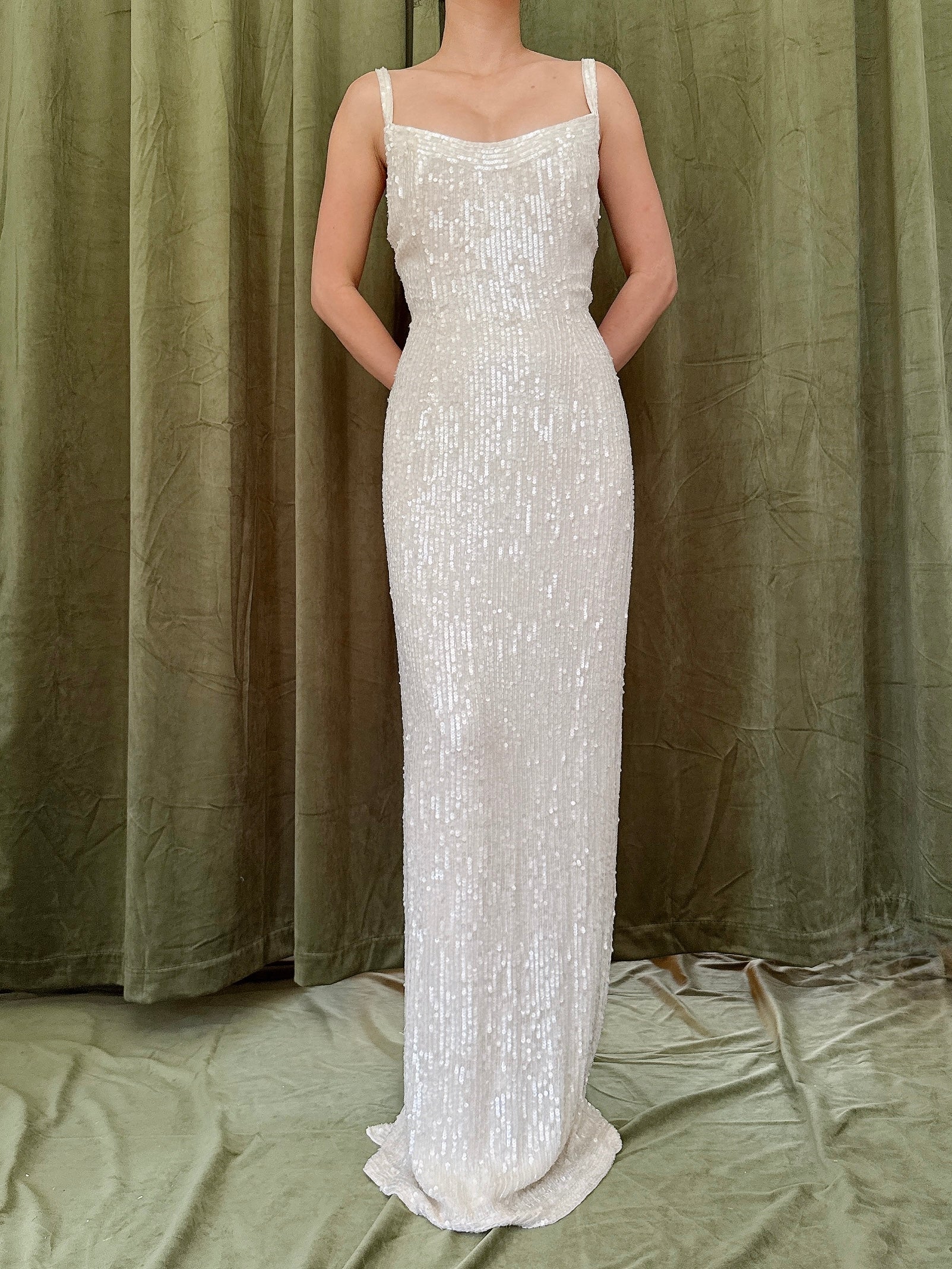 Vintage Silk Sequin Dress - Size 8