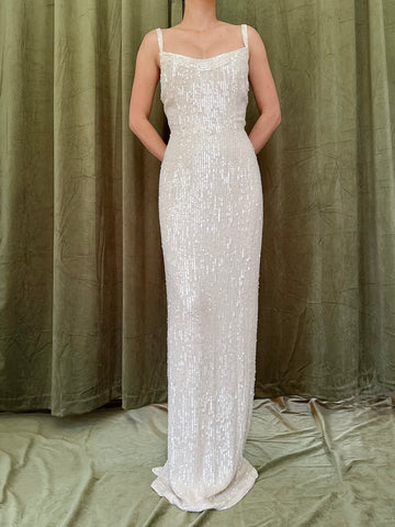Vintage Silk Sequin Dress - Size 8