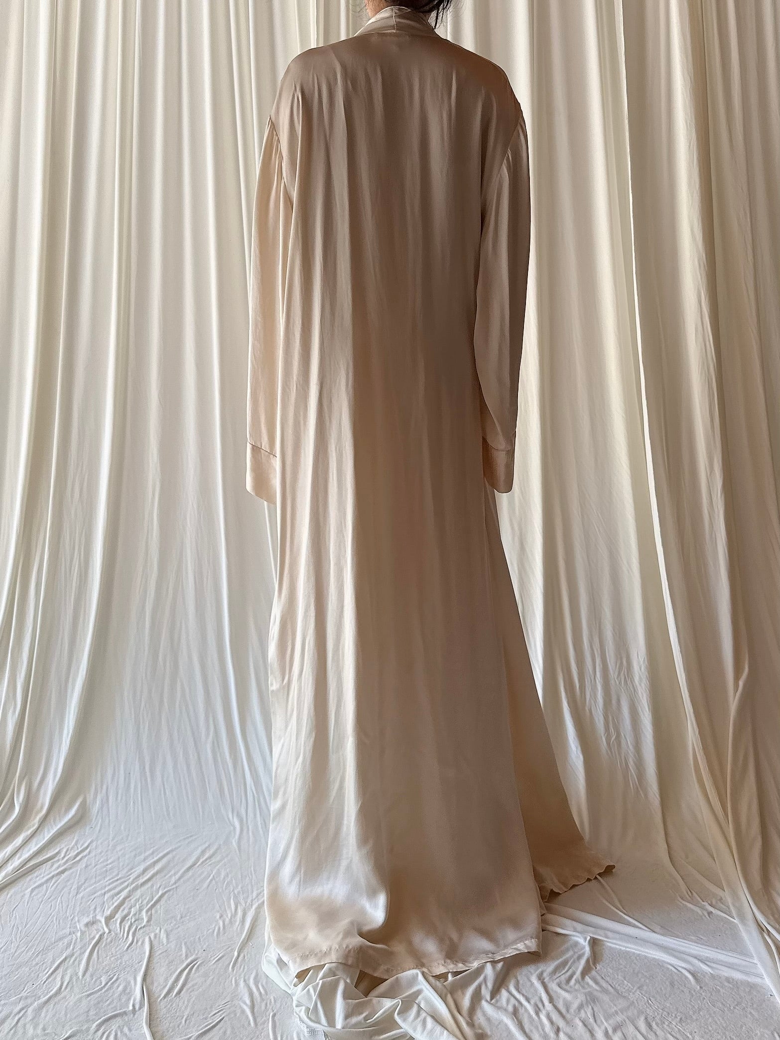 Vintage Silk Tuxedo Robe - L