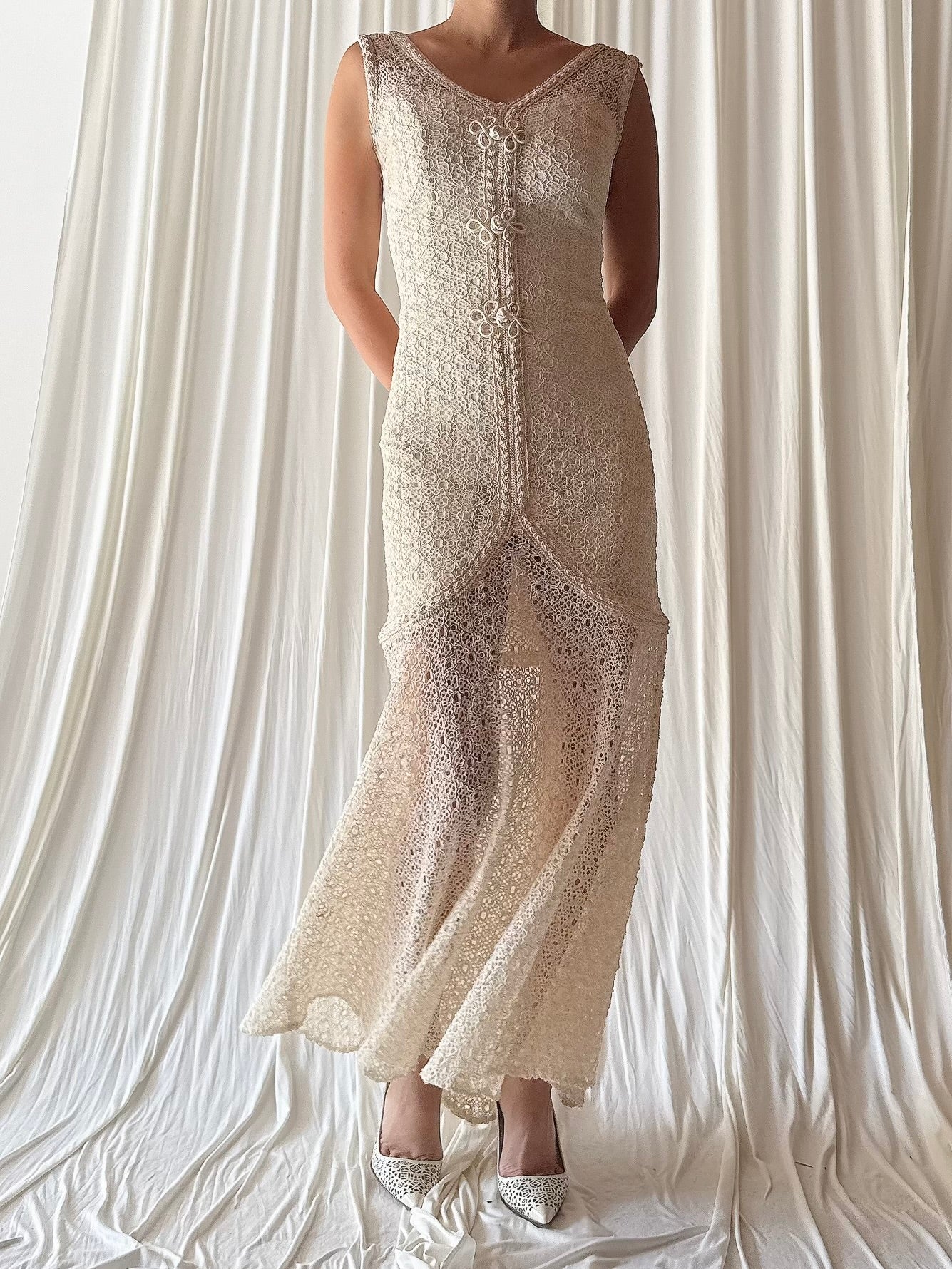 Vintage Crochet Midi Dress - S