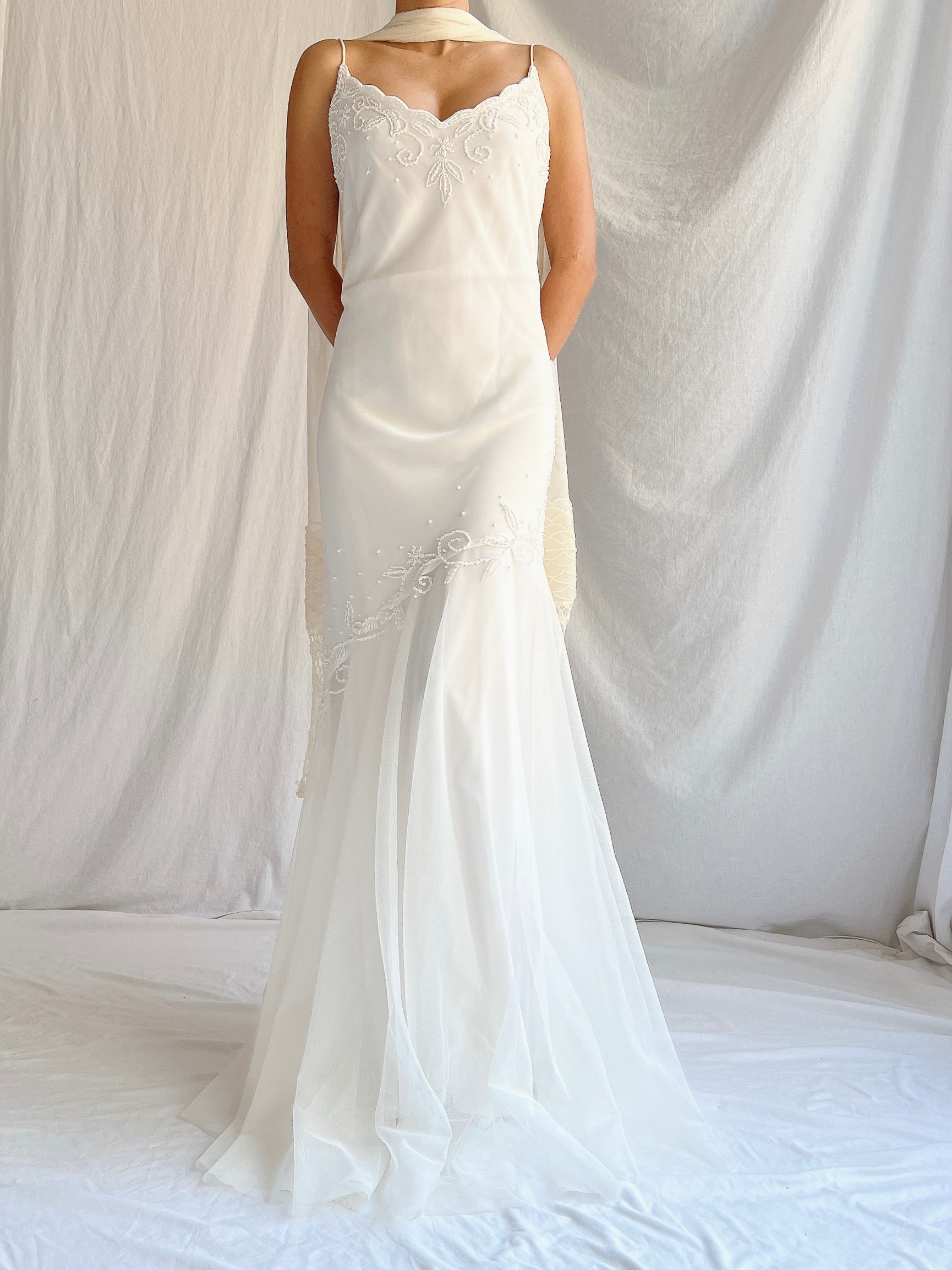 Vintage Chiffon and Tulle Gown - M