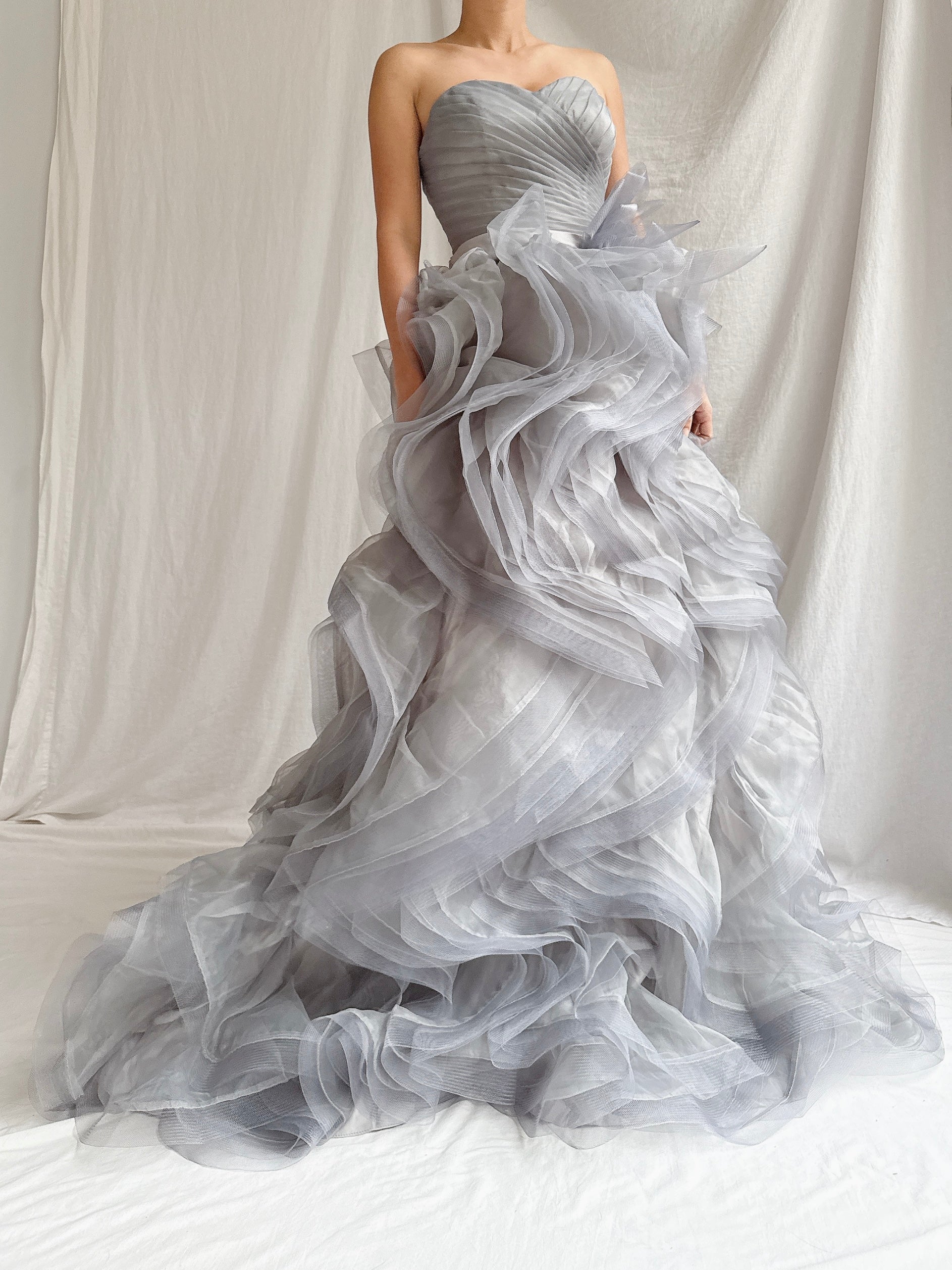 Sweetheart Ruffle Gray Cloud Dress - XS-S