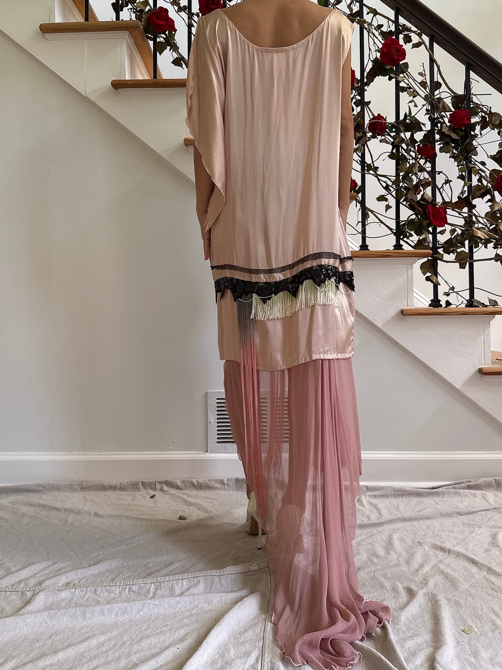 Vintage Chez Hai Paris Hand Beaded Silk Tunic - L