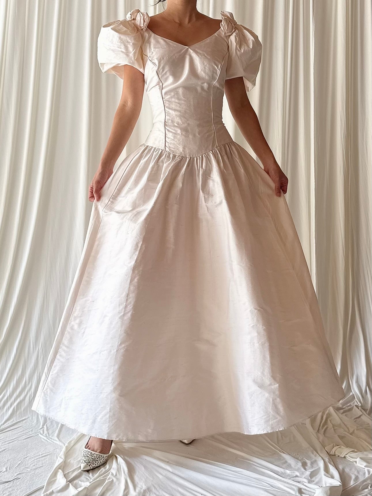 1980s Rosette Silk Dress - M