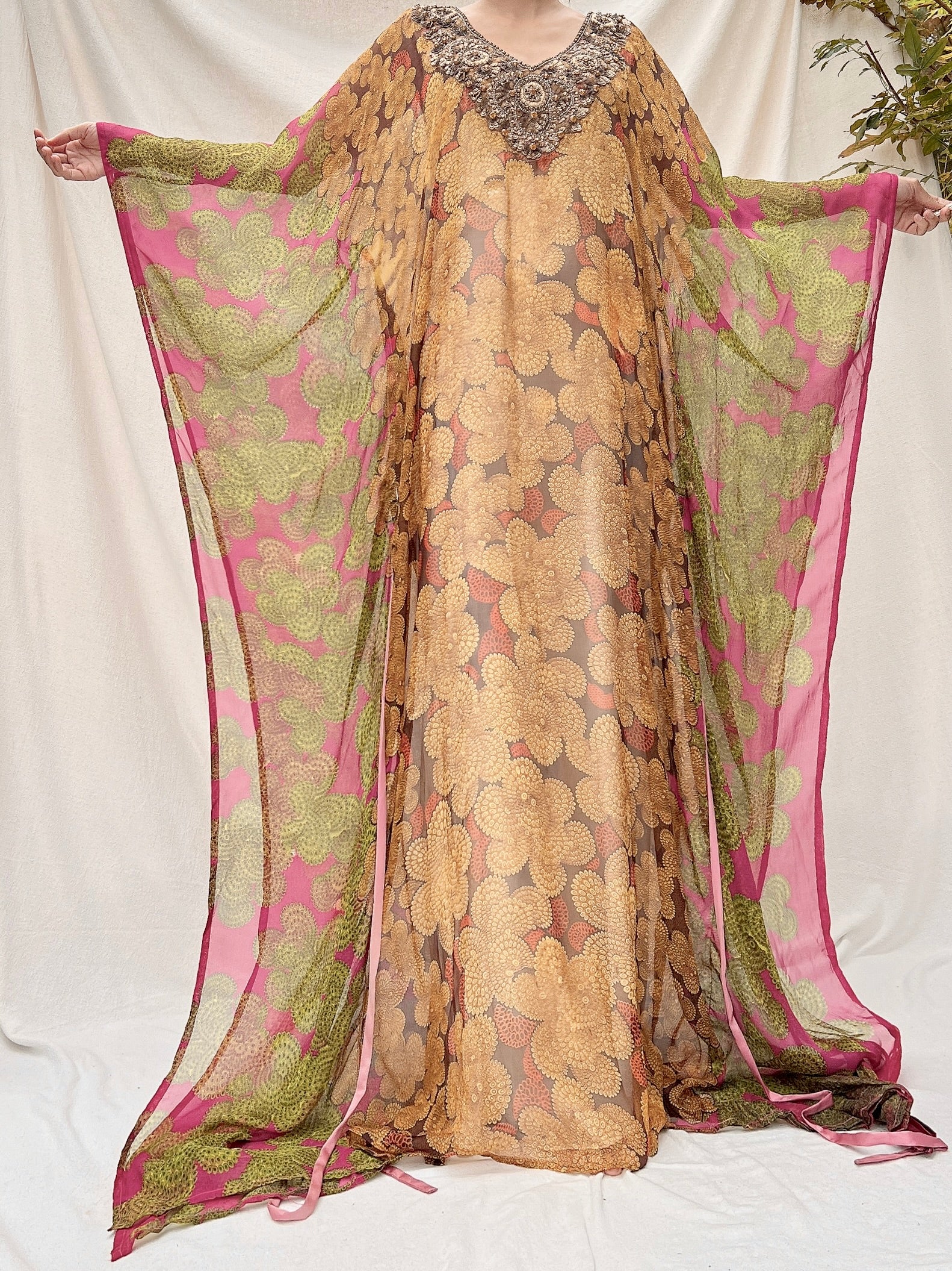 Vintage Silk Abstract Kaftan -OSFA