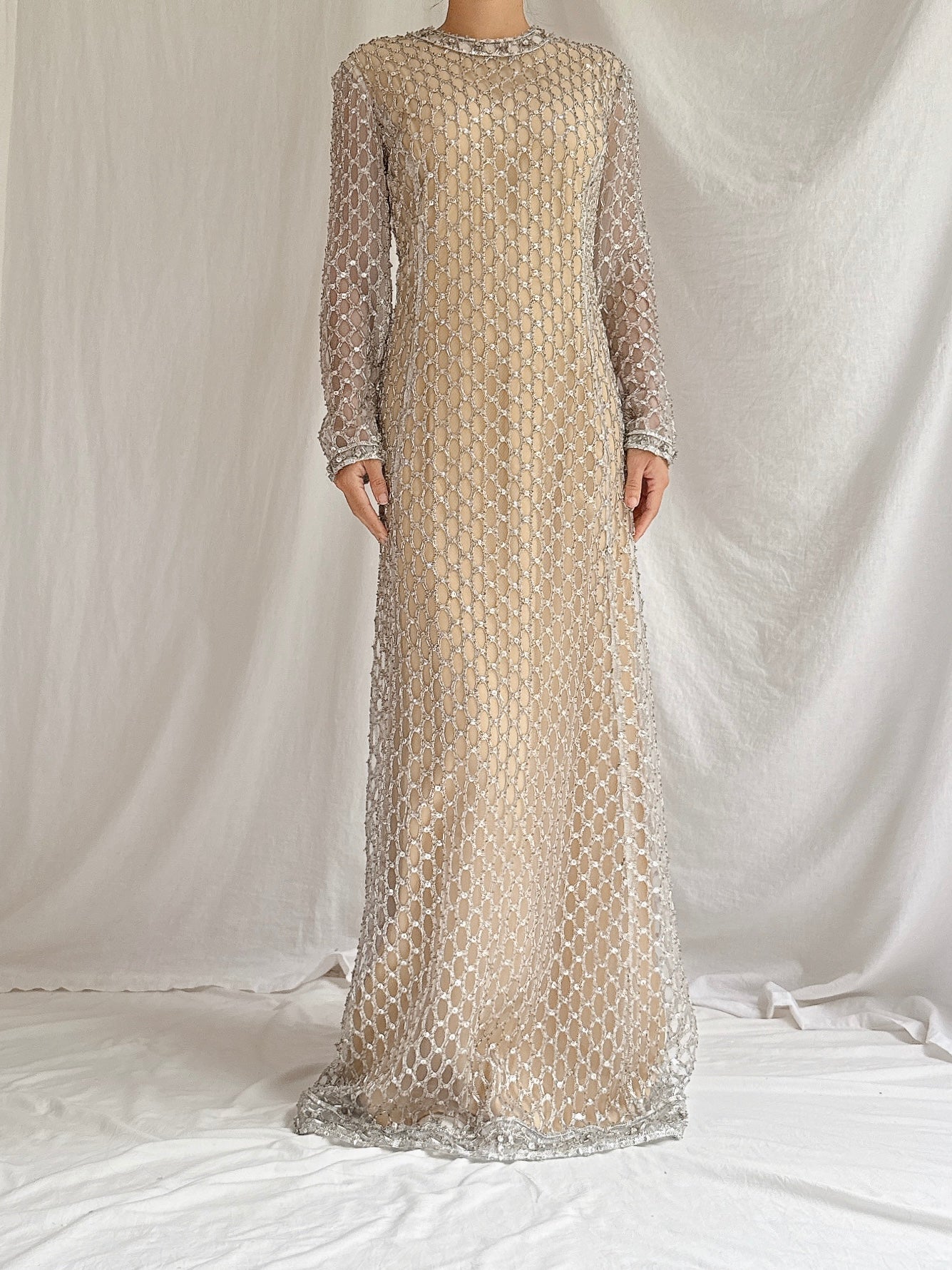 1960s Sequins Net Dress - M