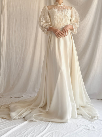 Vintage Puff Sleeve Gown - S