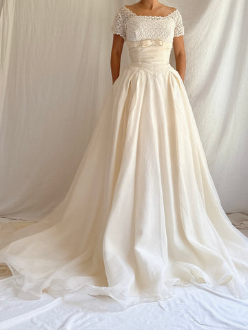 1950s Silk Organza Bow Dress - XS/S