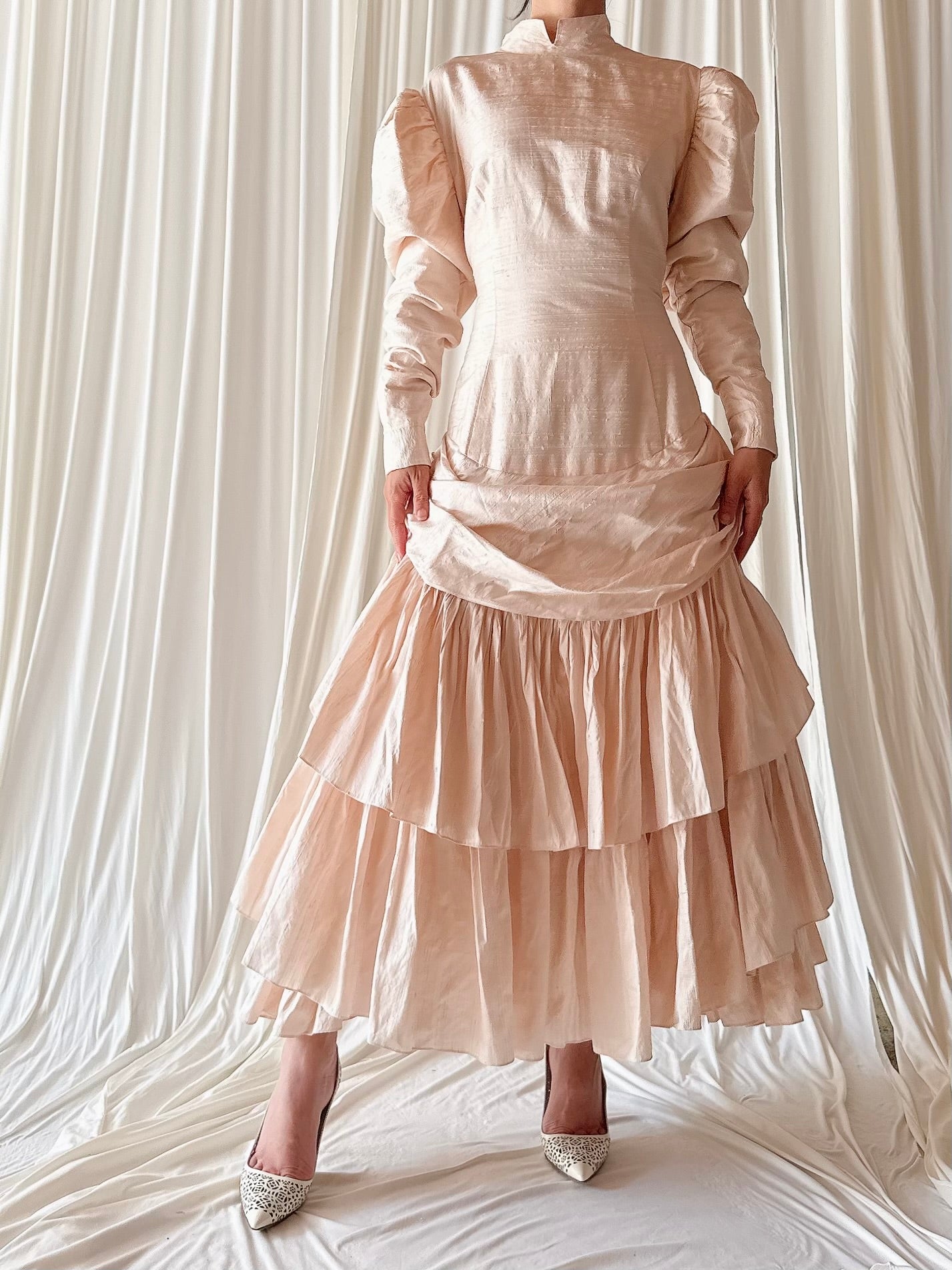 Vintage David Fielden Raw Silk Seashell Dress - M