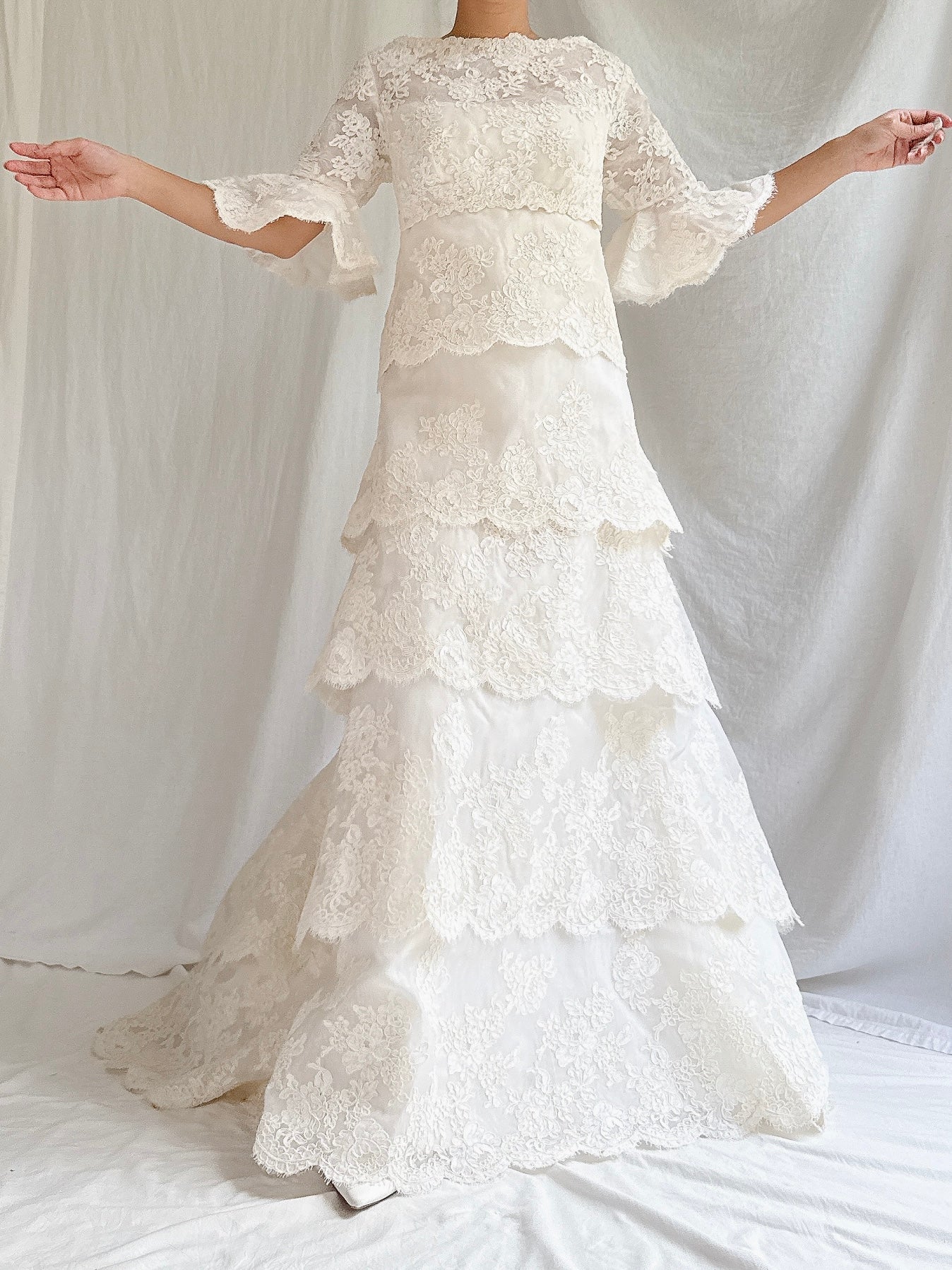 1960s Silk Organza & Lace Gown - M