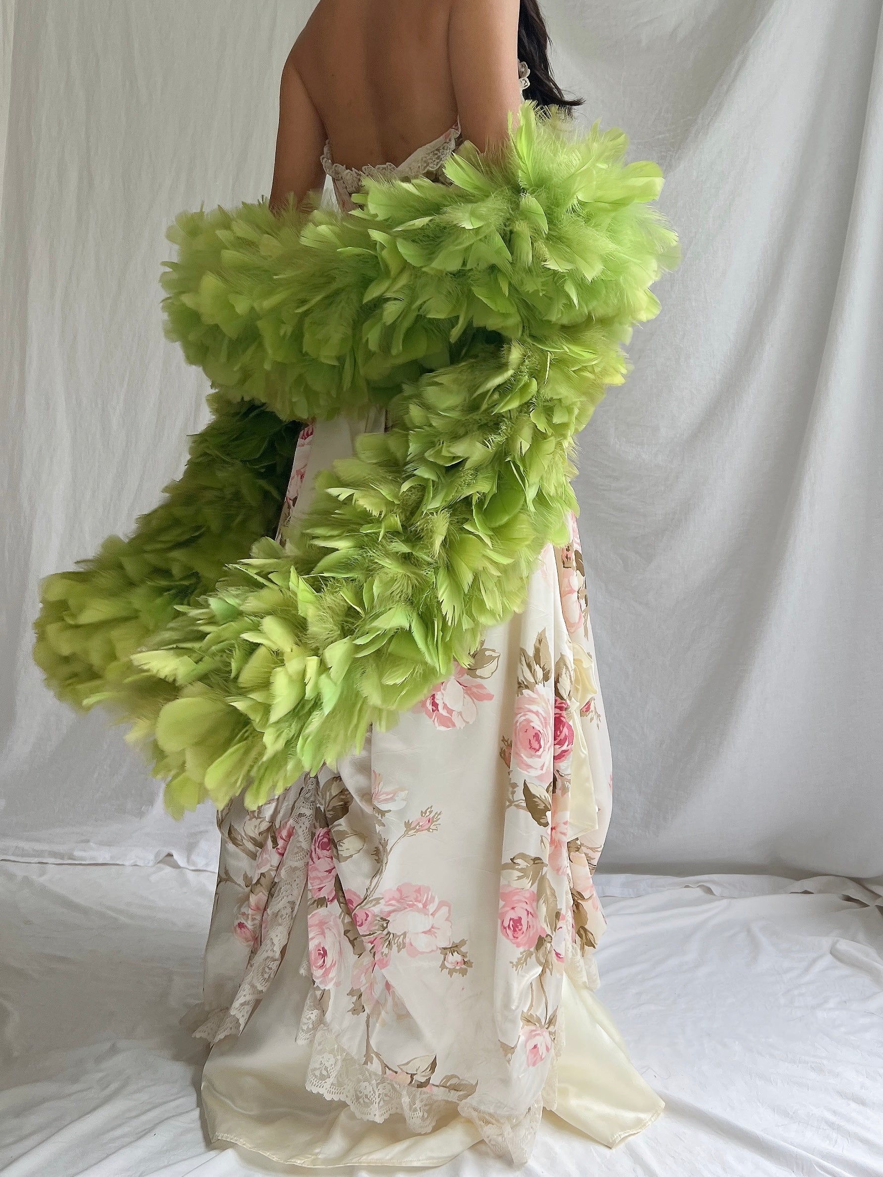 Vintage Green Feather Boa - S