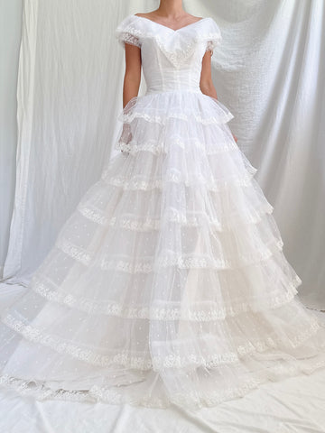 1950s Tier Tulle Dress - S