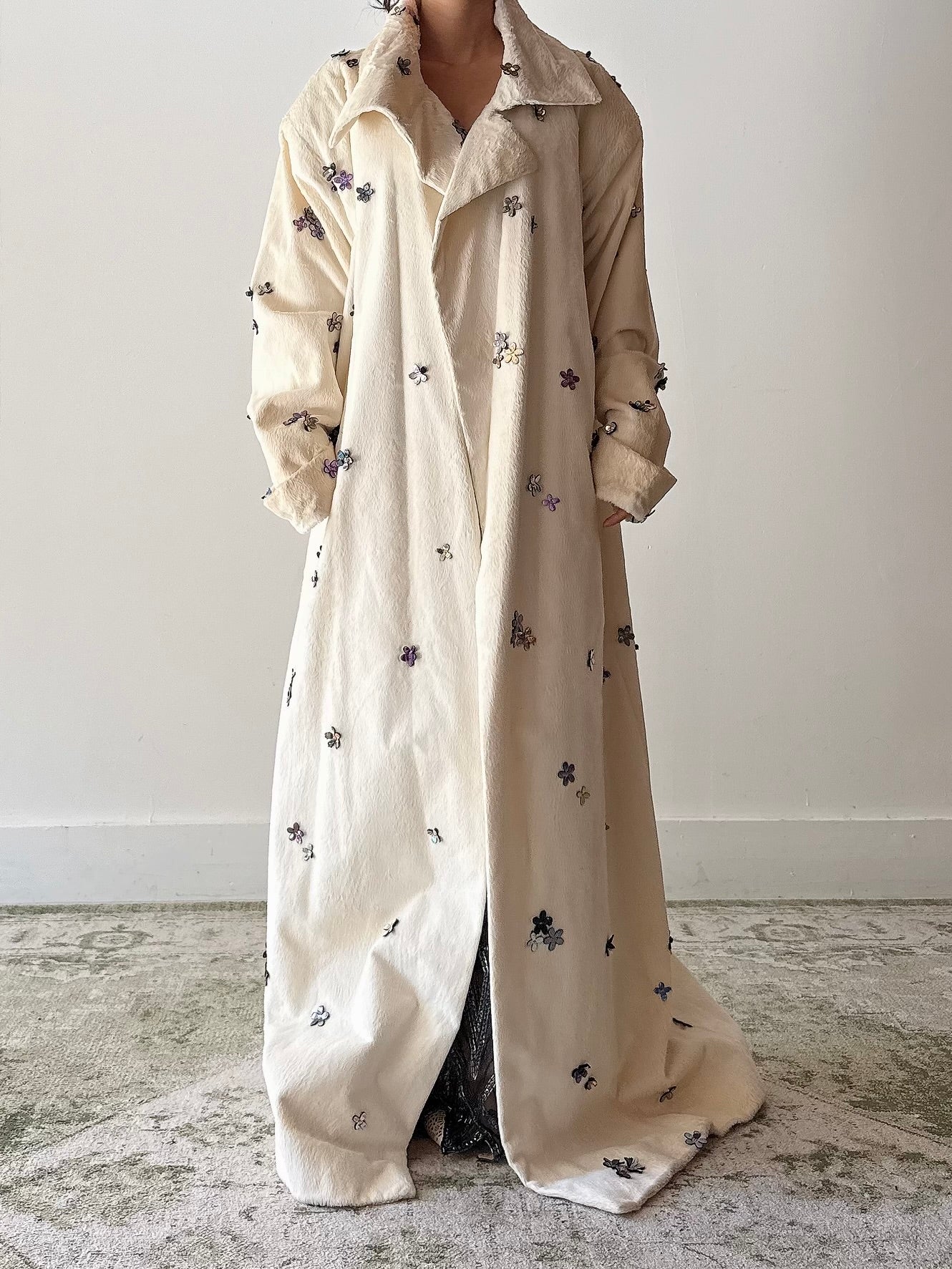 Vintage Ben de Lisi Flower Silk Textured Duster - US10
