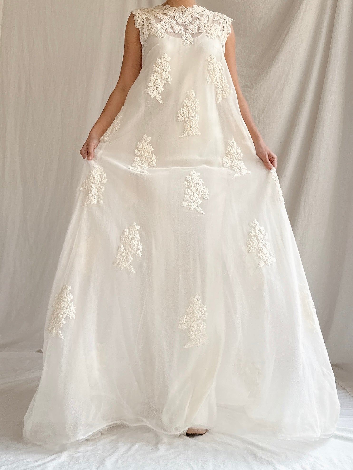 1960s Tulle Embroidered Dress - Size 2/XS