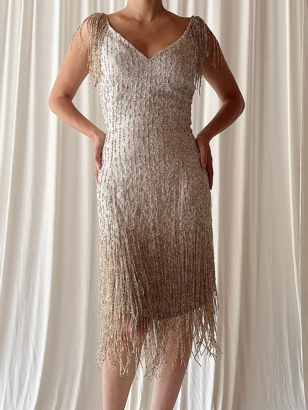 00 Silk Beaded Dress - 35B/30W/42L